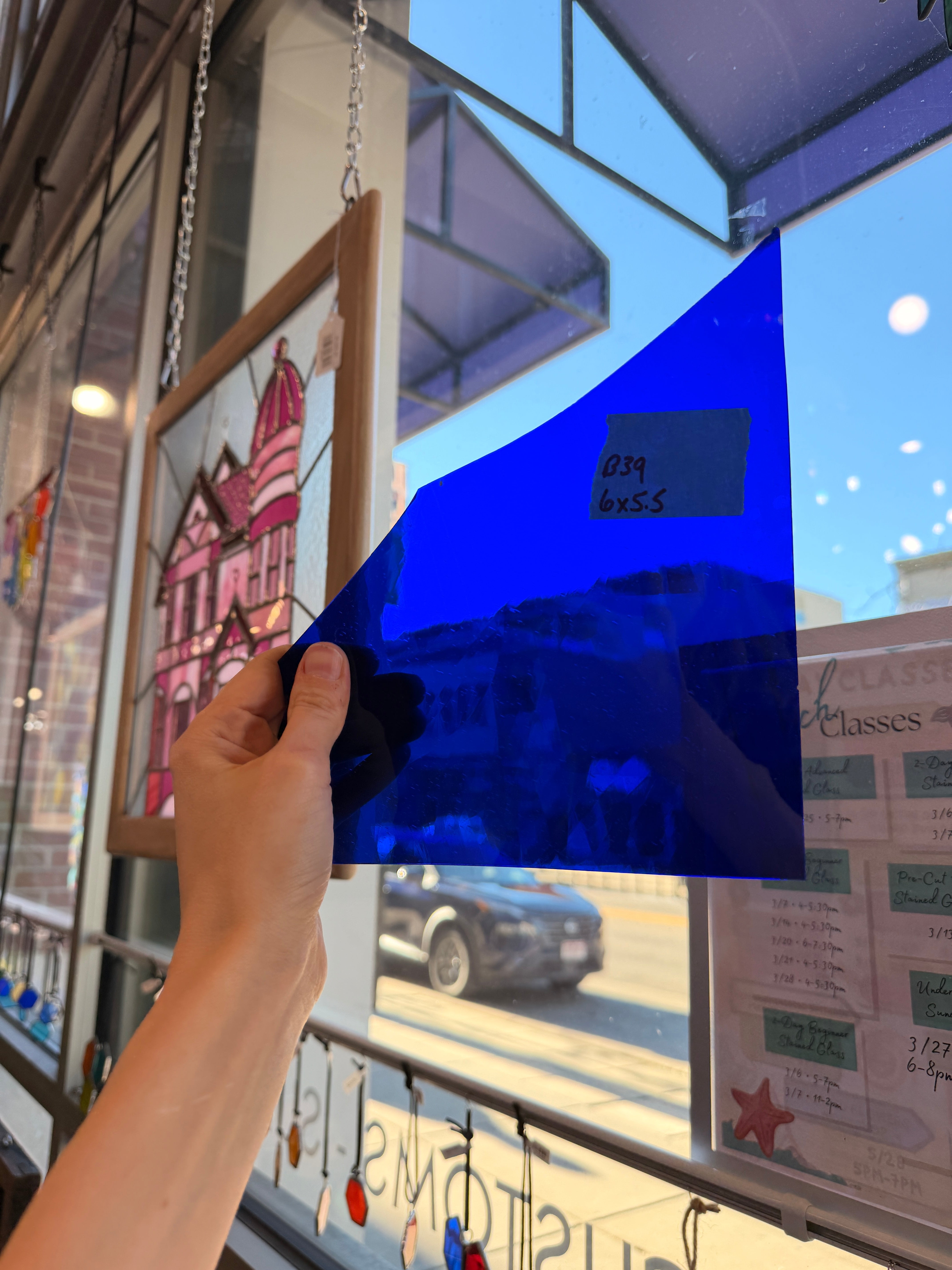Cobalt Blue Mouth Blown Sheet Glass Colorado Glassworks B39 (6x5.5in)