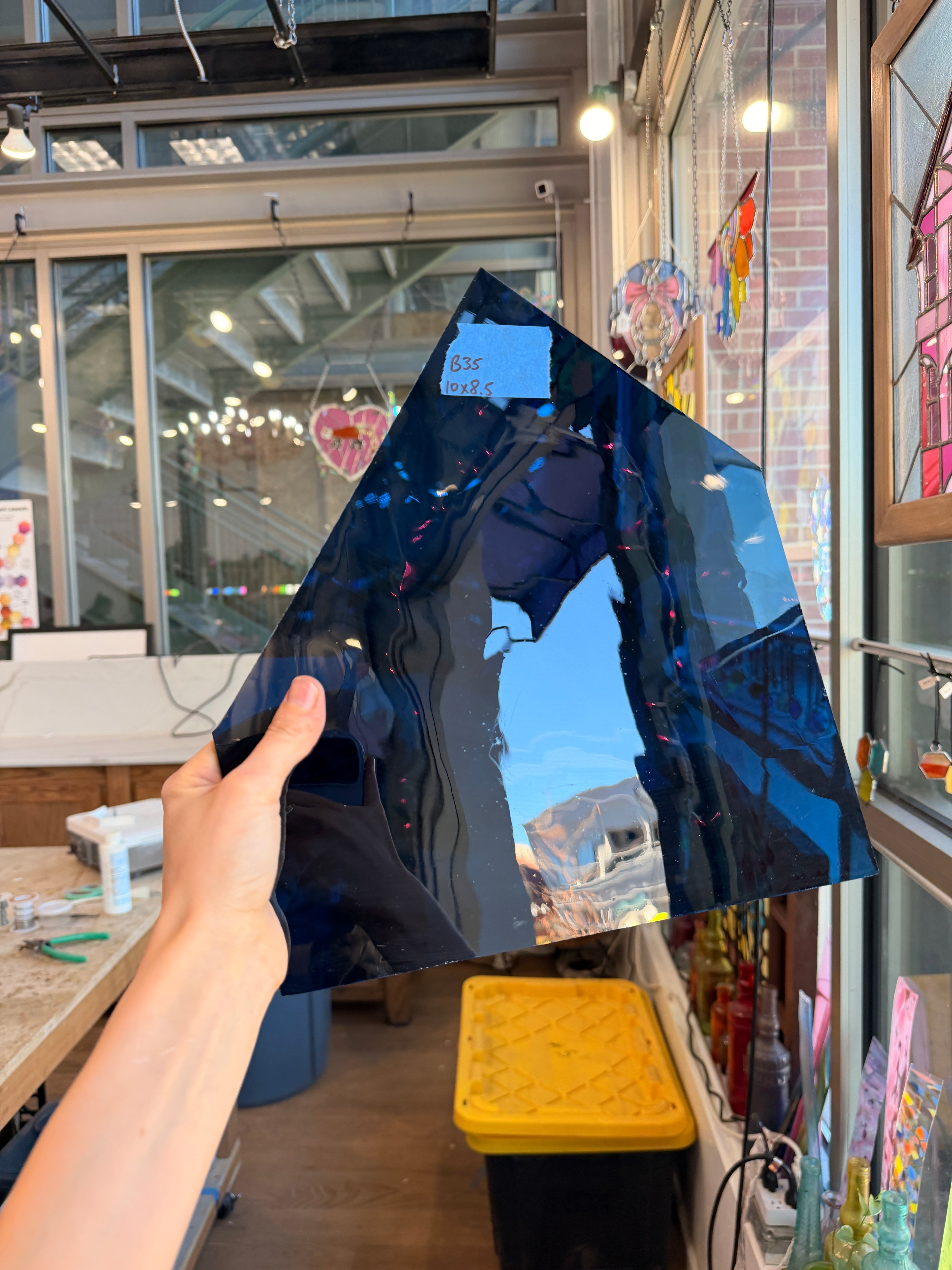 Dark Blue Mouth Blown Fremont Sheet Glass Colorado Glassworks