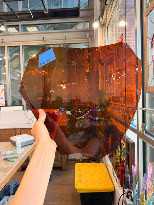 Orange Amber Vintage Mouthblown Hartley Wood Sheet Glass Colorado Glassworks
