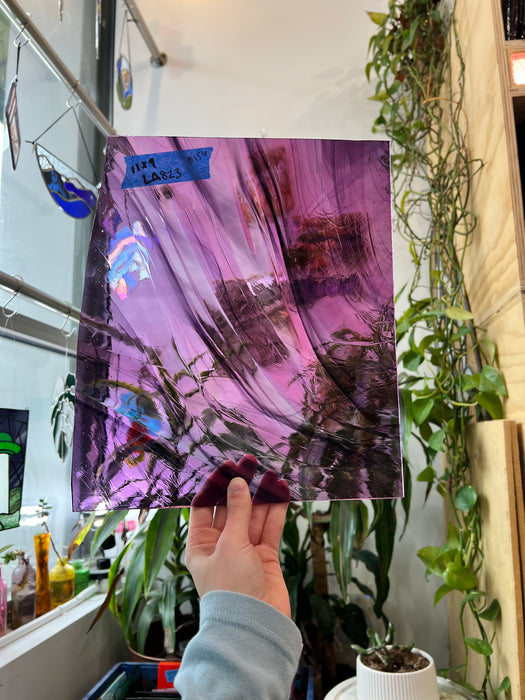 COGW x Lamberts Pink Purple Clear Wispy Mix Sheet Glass Colorado Glass Works