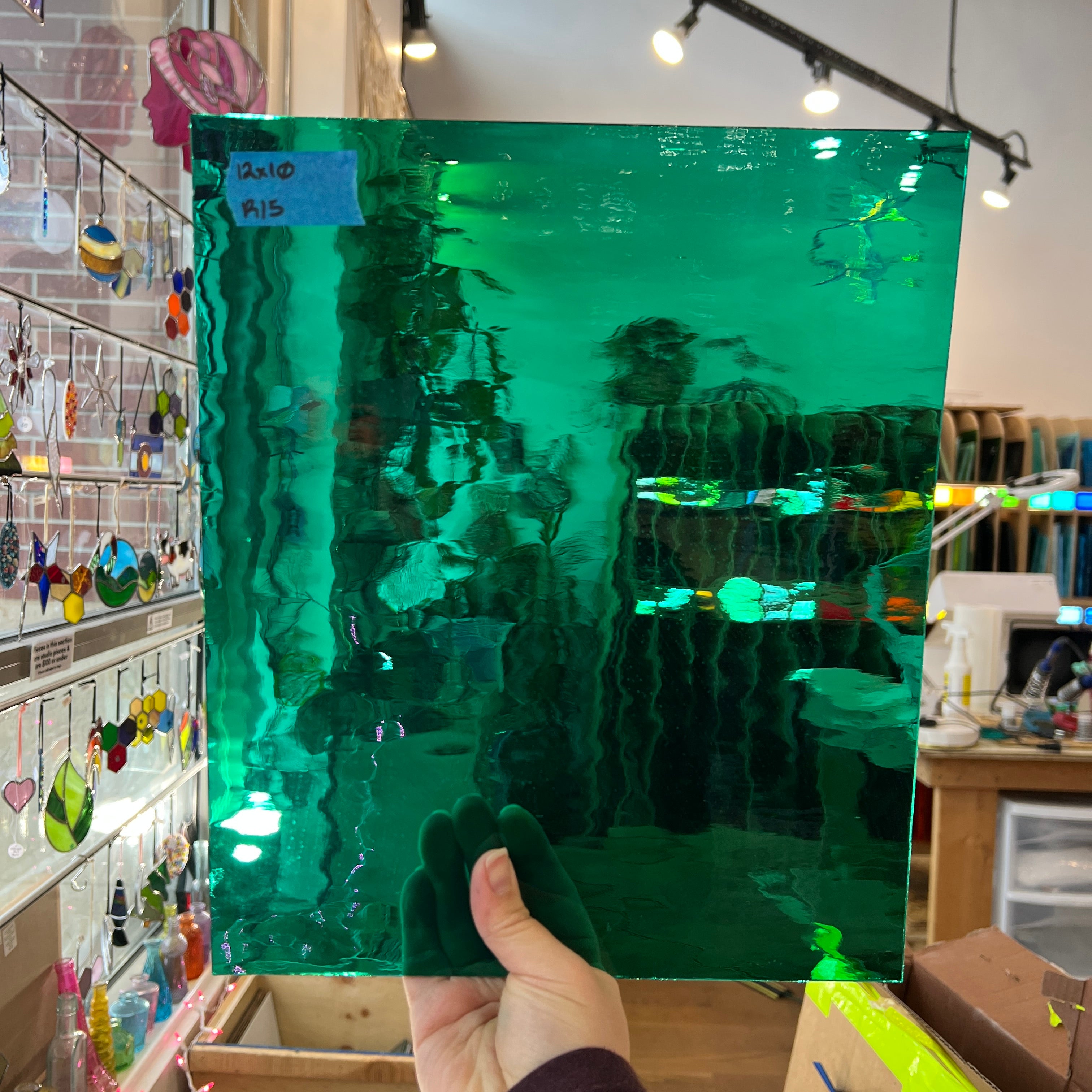 Teal Waterglass Oceanside Fusible 96 COE Sheet Glass Colorado Glassworks 12x10in (OS-45554989)