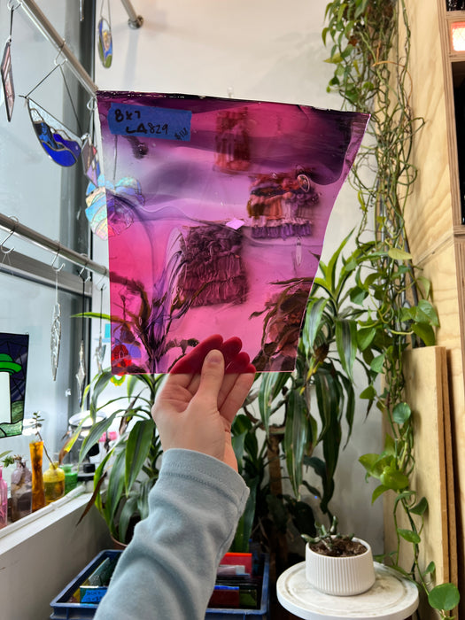 COGW x Lamberts Pink Purple Clear Wispy Mix Sheet Glass Colorado Glass Works