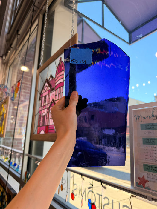 Dark Violet Purple Mouth Blown Lamberts Sheet Glass Colorado Glassworks B22 (11x6in)