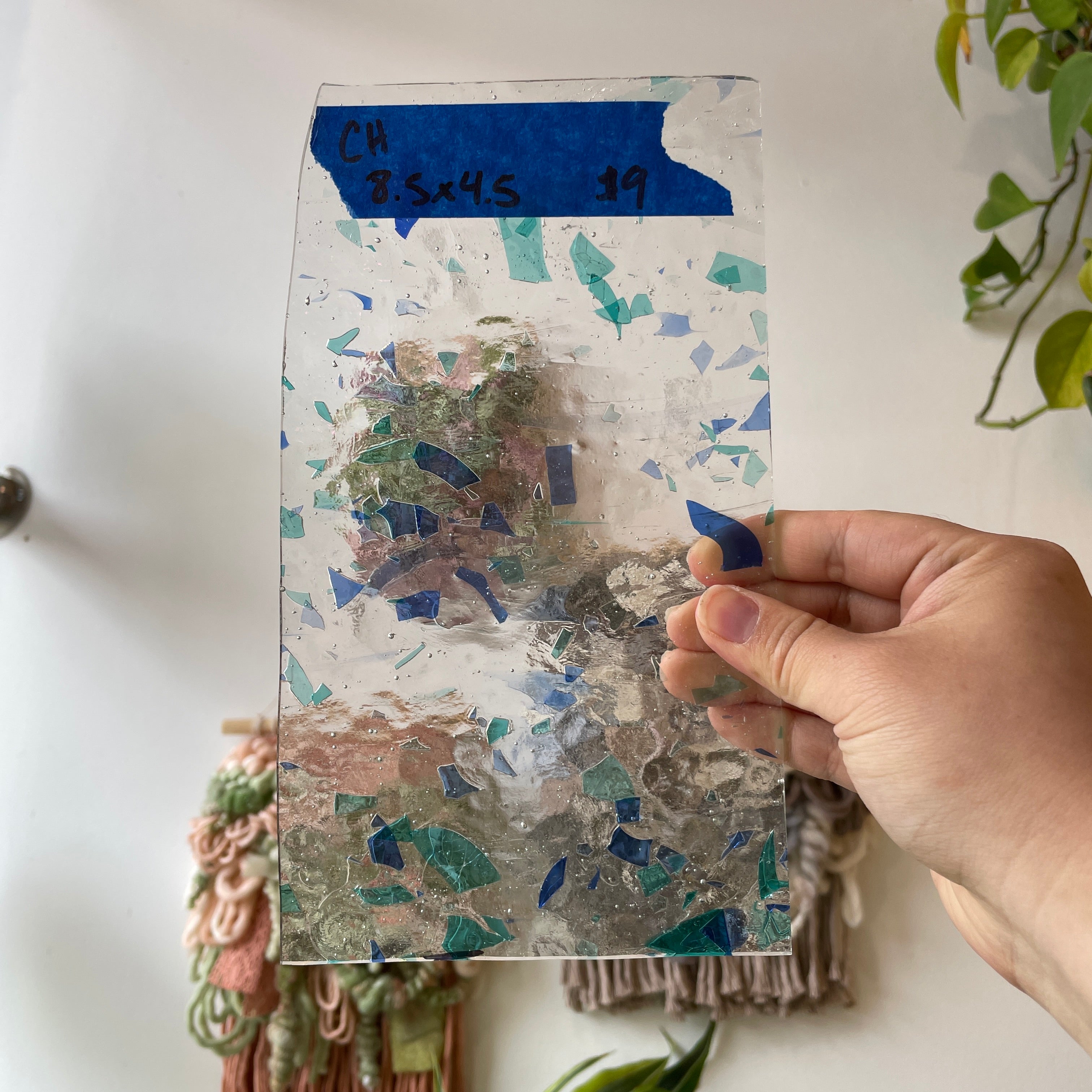 Clear Blue-Green-Confetti Choice Sheet Glass Colorado Glassworks 8.5x4.5in