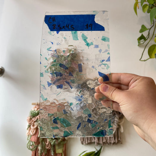 Clear Blue-Green-Confetti Choice Sheet Glass Colorado Glassworks 8.5x4.5in