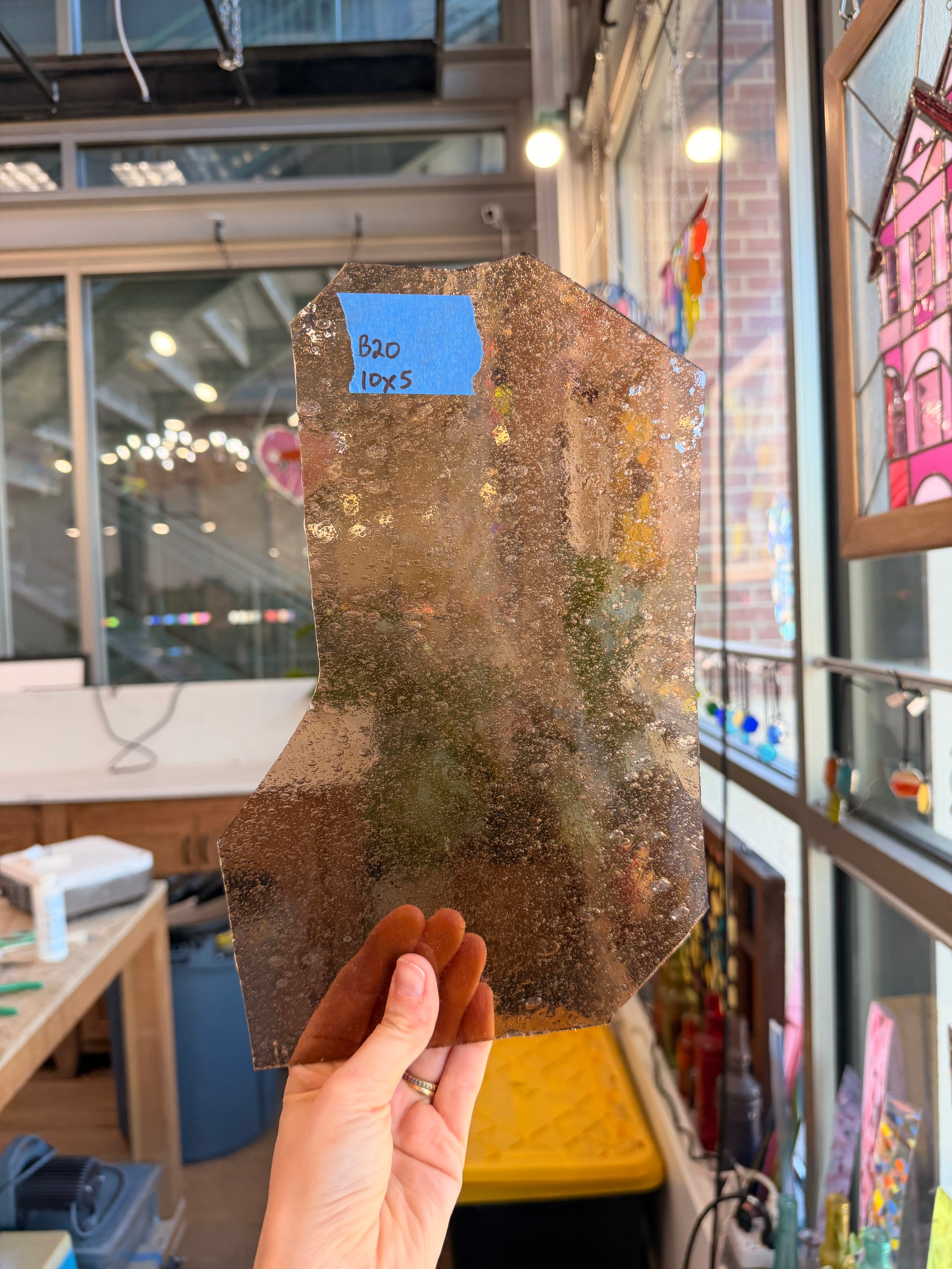 Amber Seedy Antique Glass Sheet Glass Colorado Glassworks