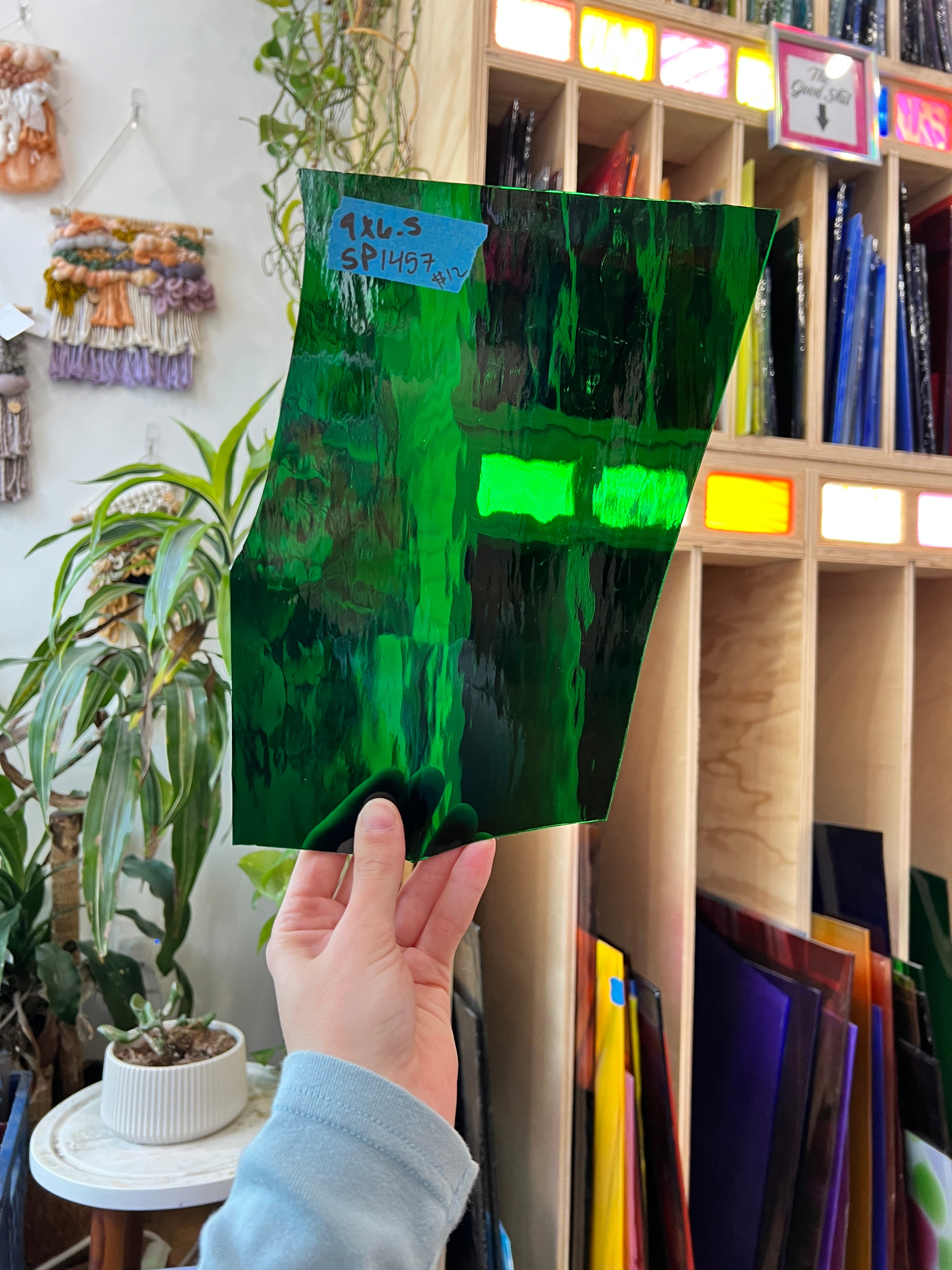 Green Transparent Textured Spectrum Sheet Glass Colorado Glassworks