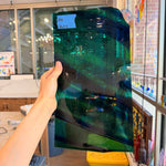 Mixed Green Blue Mouth Blown Lamberts Sheet Glass Colorado Glassworks 12x7.5in (LA-53011245)