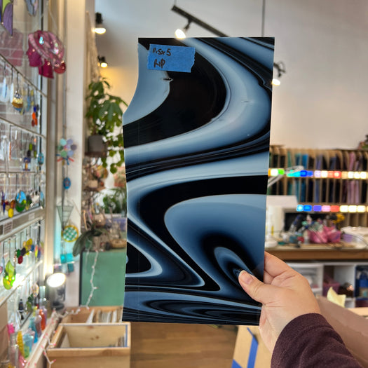 Black Licorice Fusers Reserve Oceanside Fusible 96COE Sheet Glass Colorado Glassworks 11.5x5in (OS-29629741)