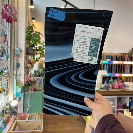 Black Licorice Fusers Reserve Oceanside Fusible 96COE Sheet Glass Colorado Glassworks 12x5in (OS-29596973)