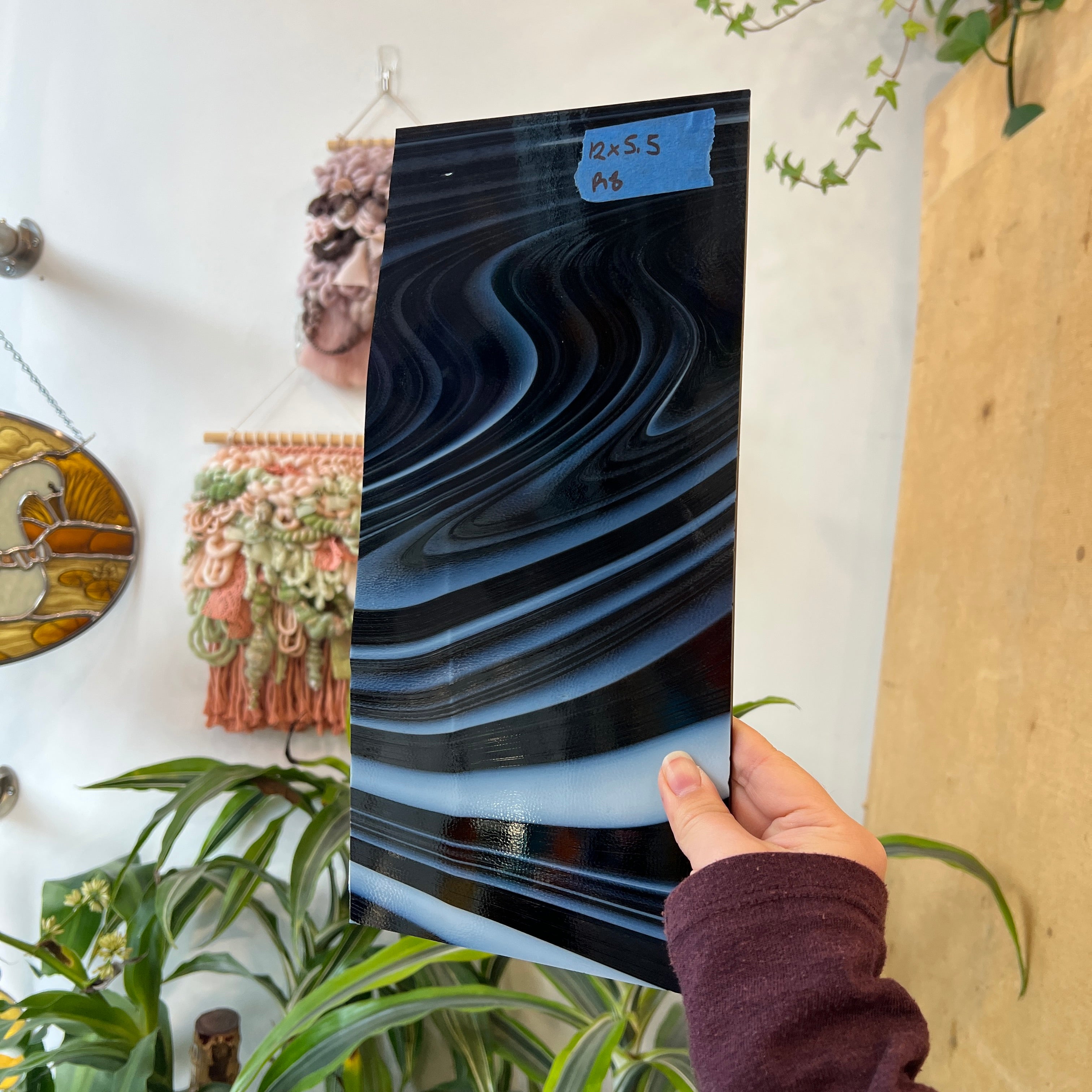 Black Licorice Fusers Reserve Oceanside Fusible 96COE Sheet Glass Colorado Glassworks 12x5.5in (OS-29564205)