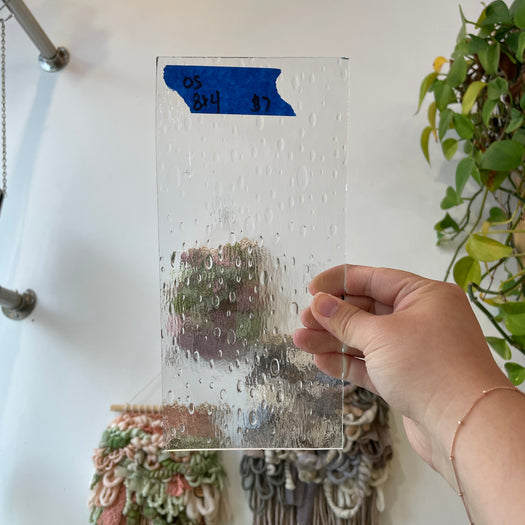 Rainwater Textured Clear Oceanside Fusible 96 COE Sheet Glass Colorado Glassworks 8x4in