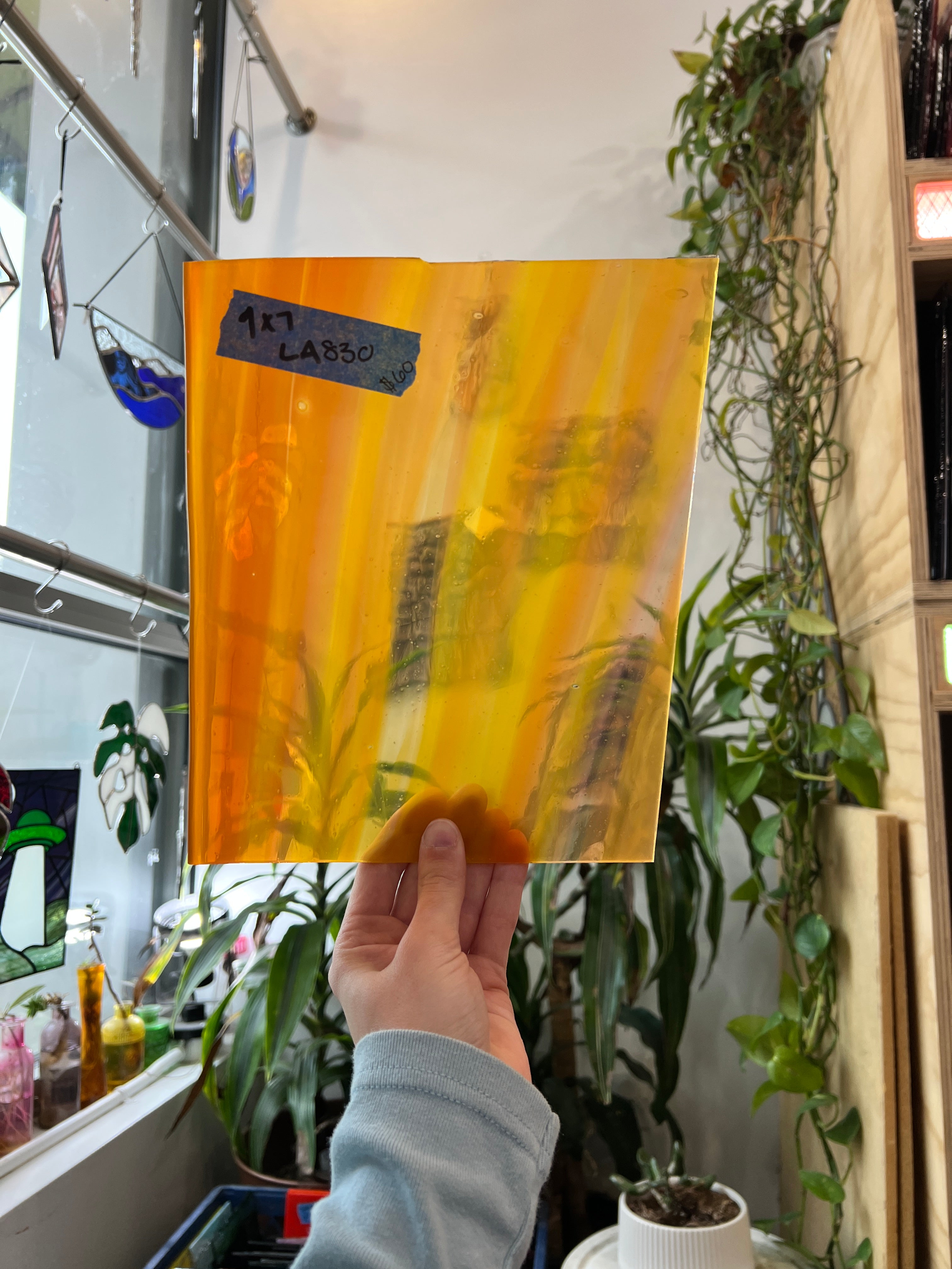 Orange Yellow Wispy Mix Lamberts Mouthblown Sheet Glass Colorado Glassworks