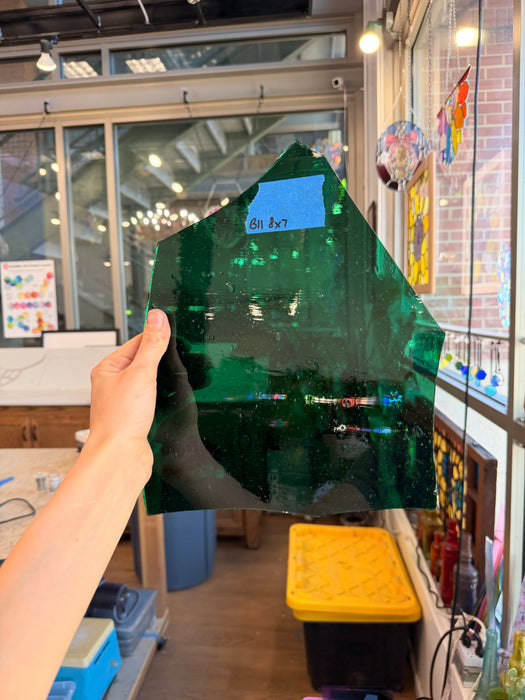 Dark Green on Clear Flash Glass Lamberts Sheet Glass Colorado Glassworks