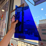 Dark Blue on Clear Flash Glass Mouth Blown (Misc) Sheet Glass Colorado Glassworks 11x7in (UNK-38247469)