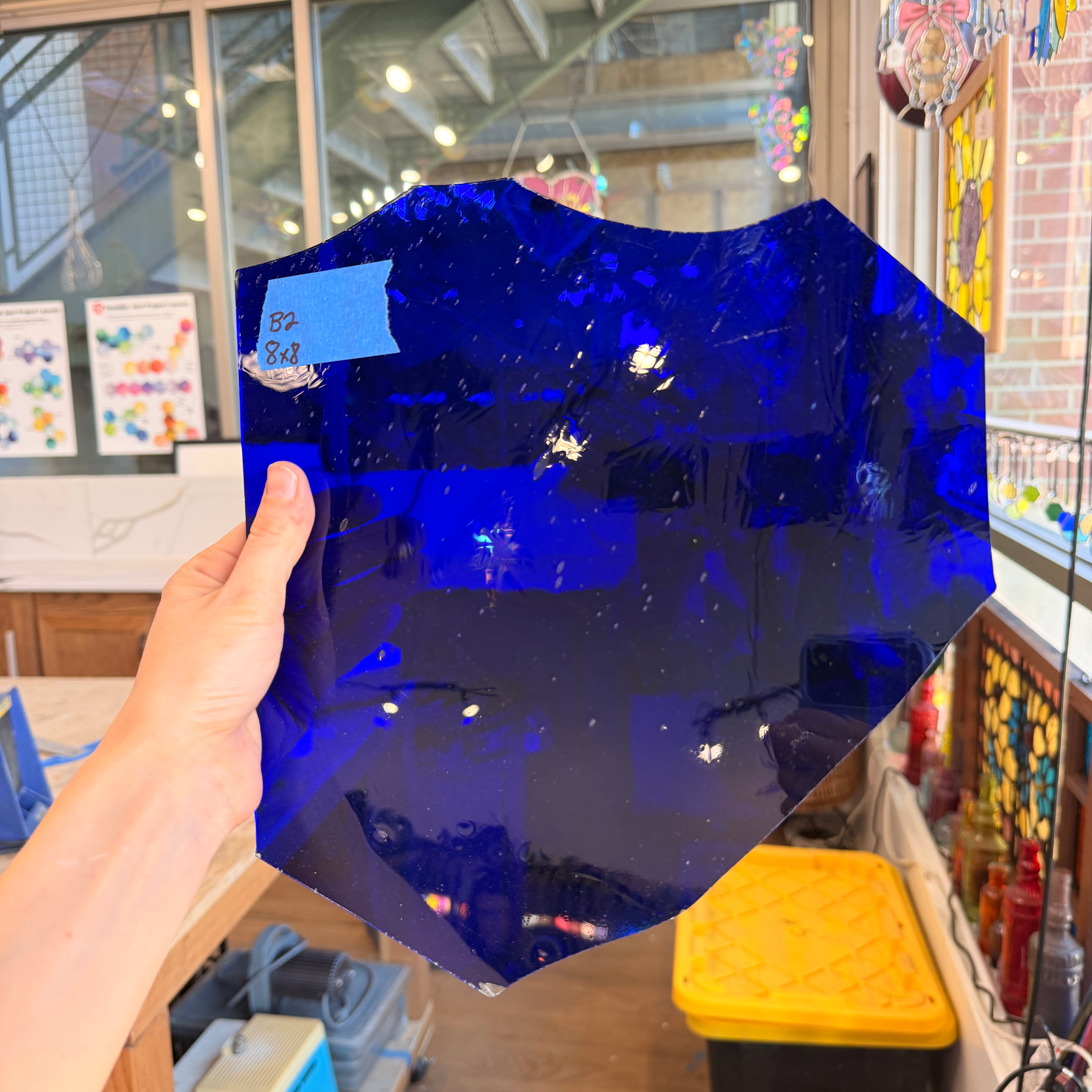 Dark Blue on Clear Flash Glass Mouth Blown (Misc) Sheet Glass Colorado Glassworks