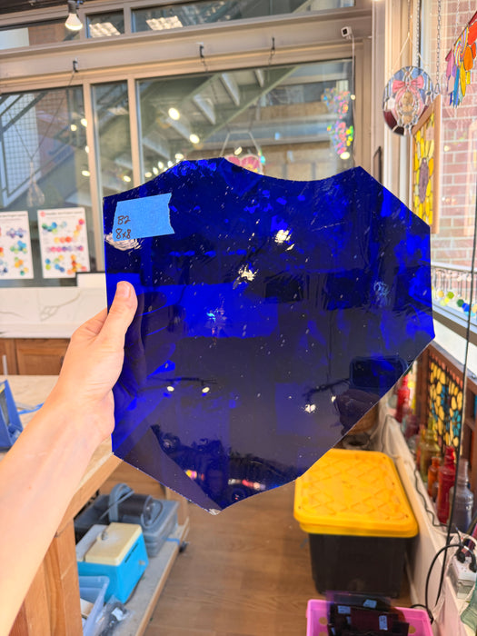 Dark Blue on Clear Flash Glass Mouth Blown (Misc) Sheet Glass Colorado Glassworks