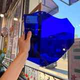 Dark Blue on Clear Flash Glass Mouth Blown (Misc) Sheet Glass Colorado Glassworks 8x8in (UNK-45489197)
