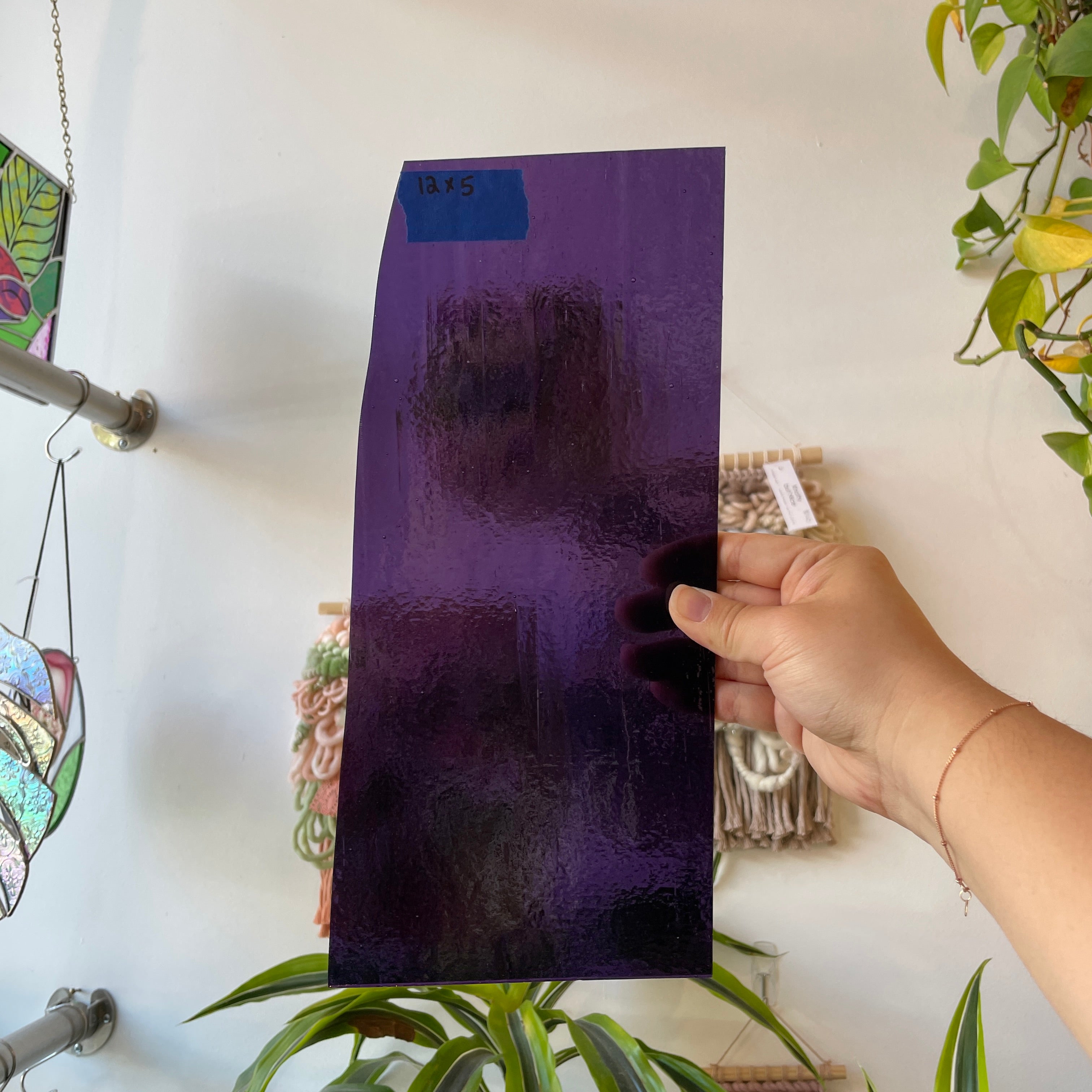 Purple Cathedral Youghiogheny Fusible 96 COE Sheet Glass Colorado Glassworks 12x5in