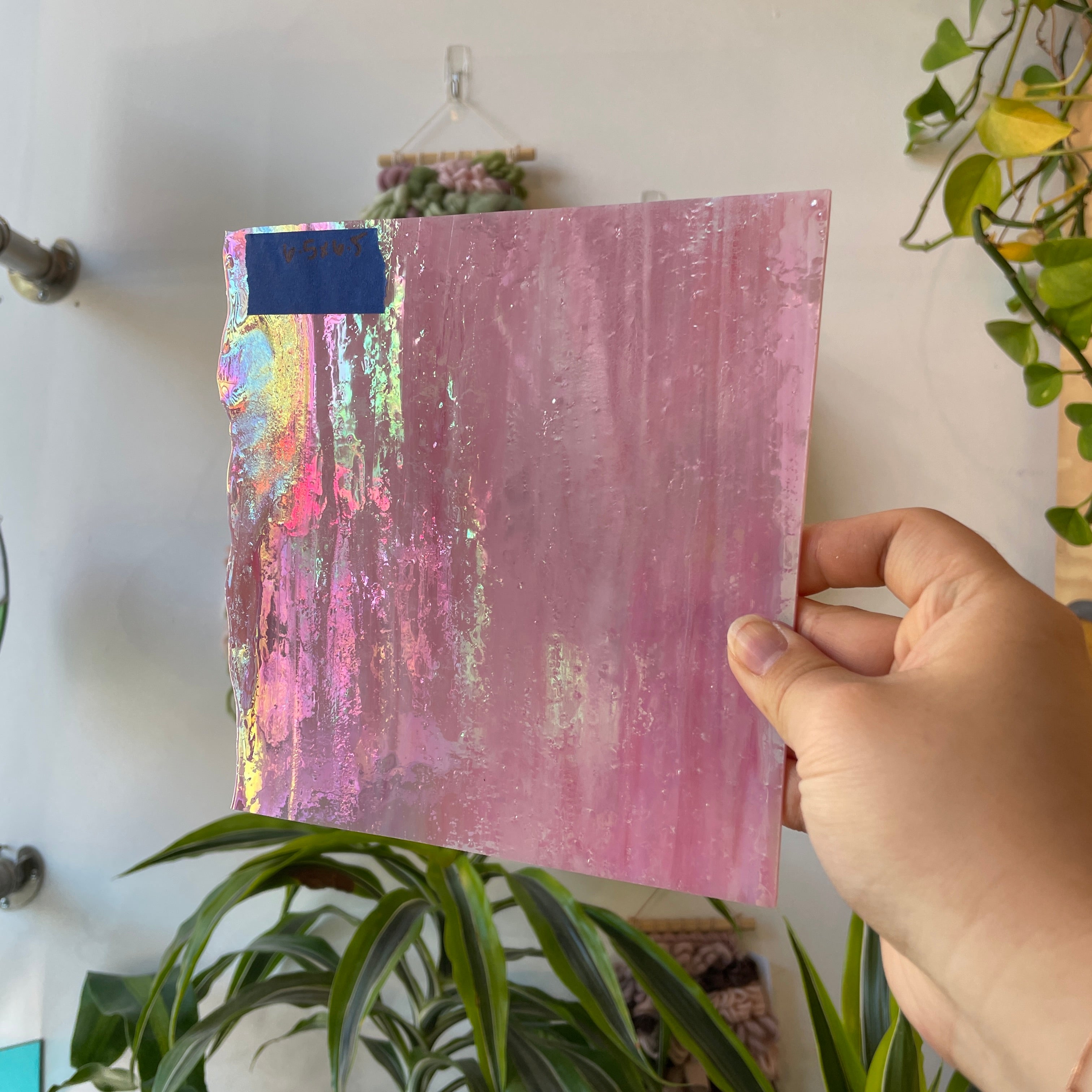 Pink Opaque Iridescent Choice Colorado Glassworks 6.5x6.5in