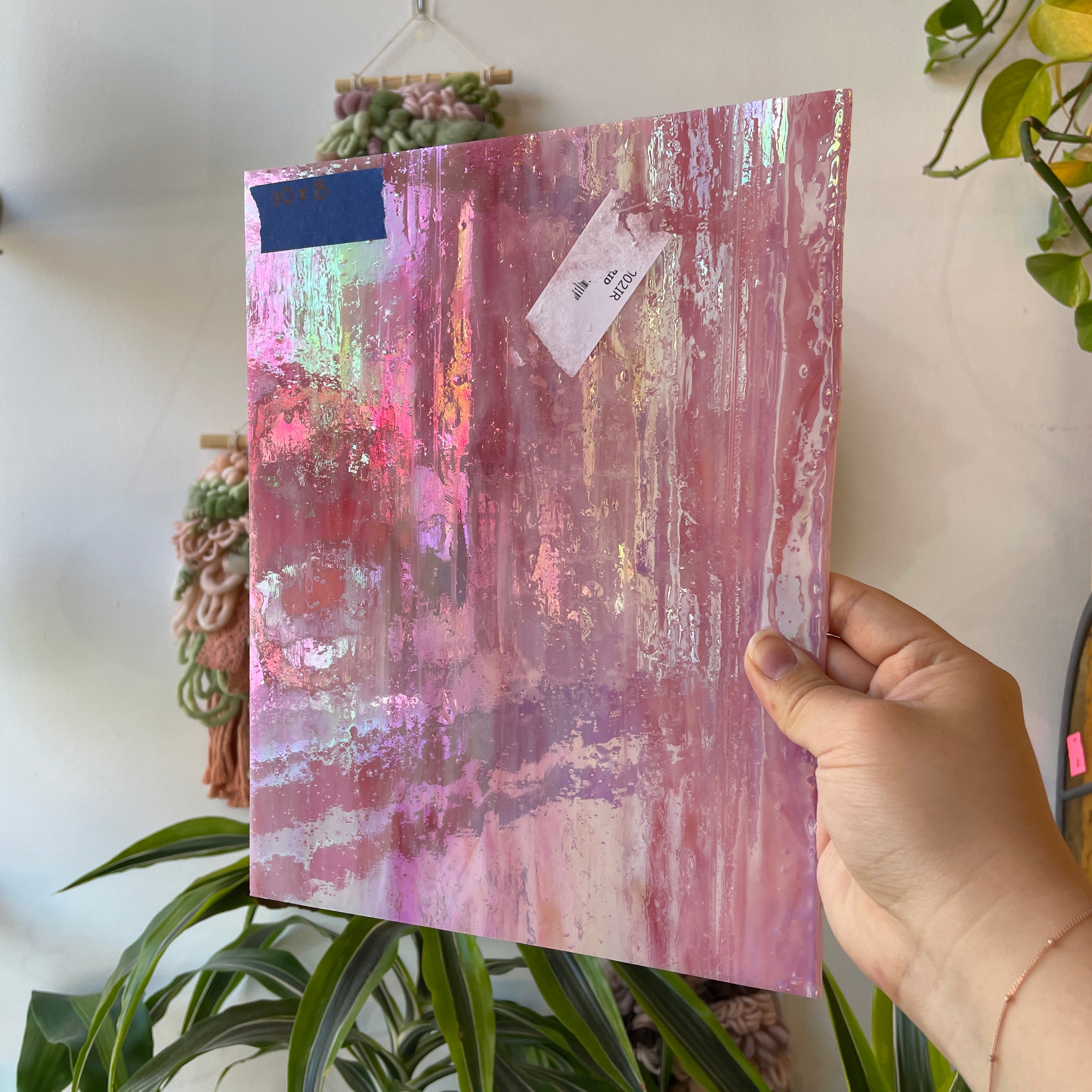 Pink Opaque Iridescent Choice Colorado Glassworks 10x8in