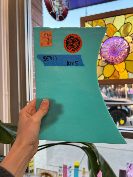 Turquoise Blue Opalescent Bullseye Double-rolled, 3 mm Fusible 90 COE Sheet Glass Colorado Glass Works