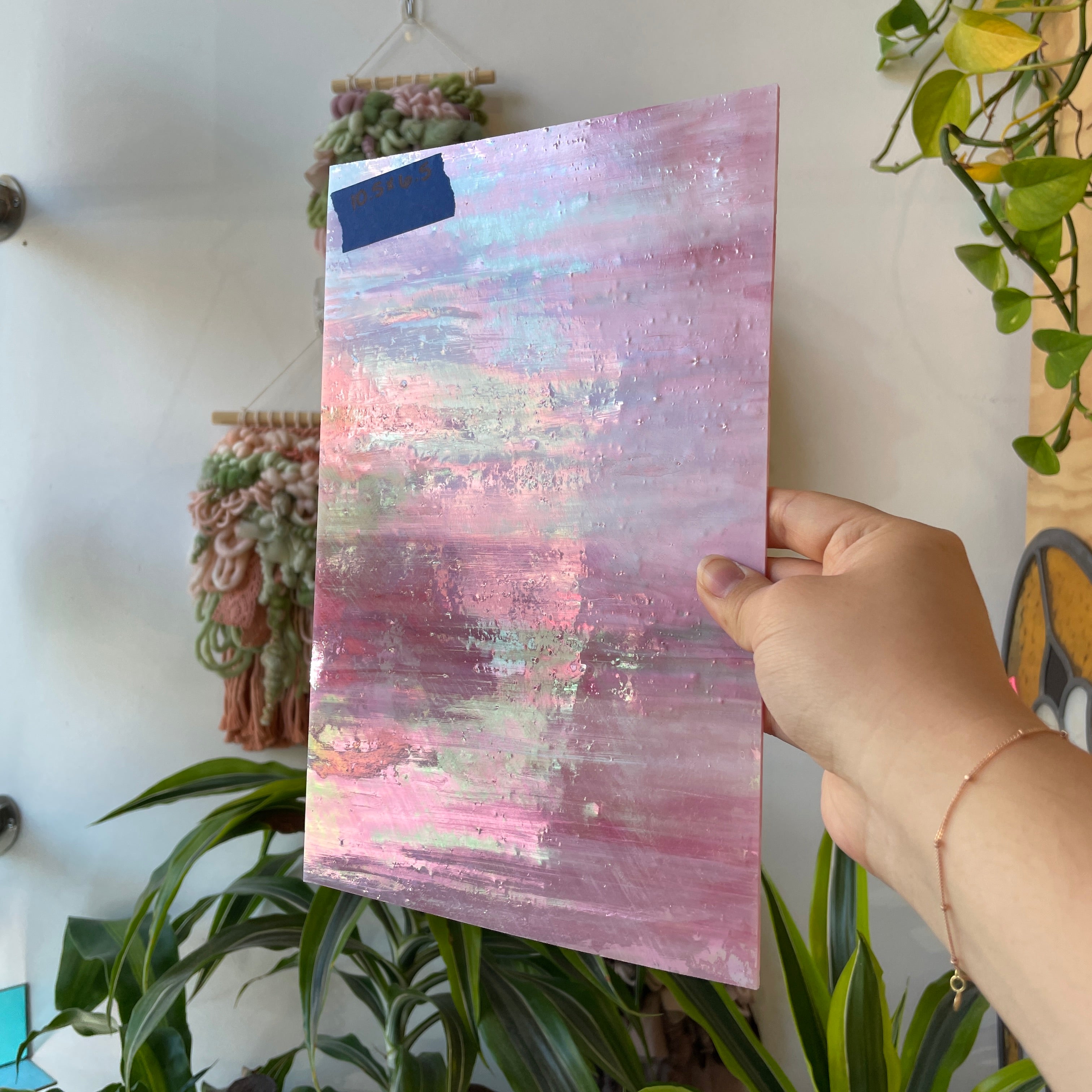 Pink Opaque Iridescent Choice Colorado Glassworks 10.5x6.5in
