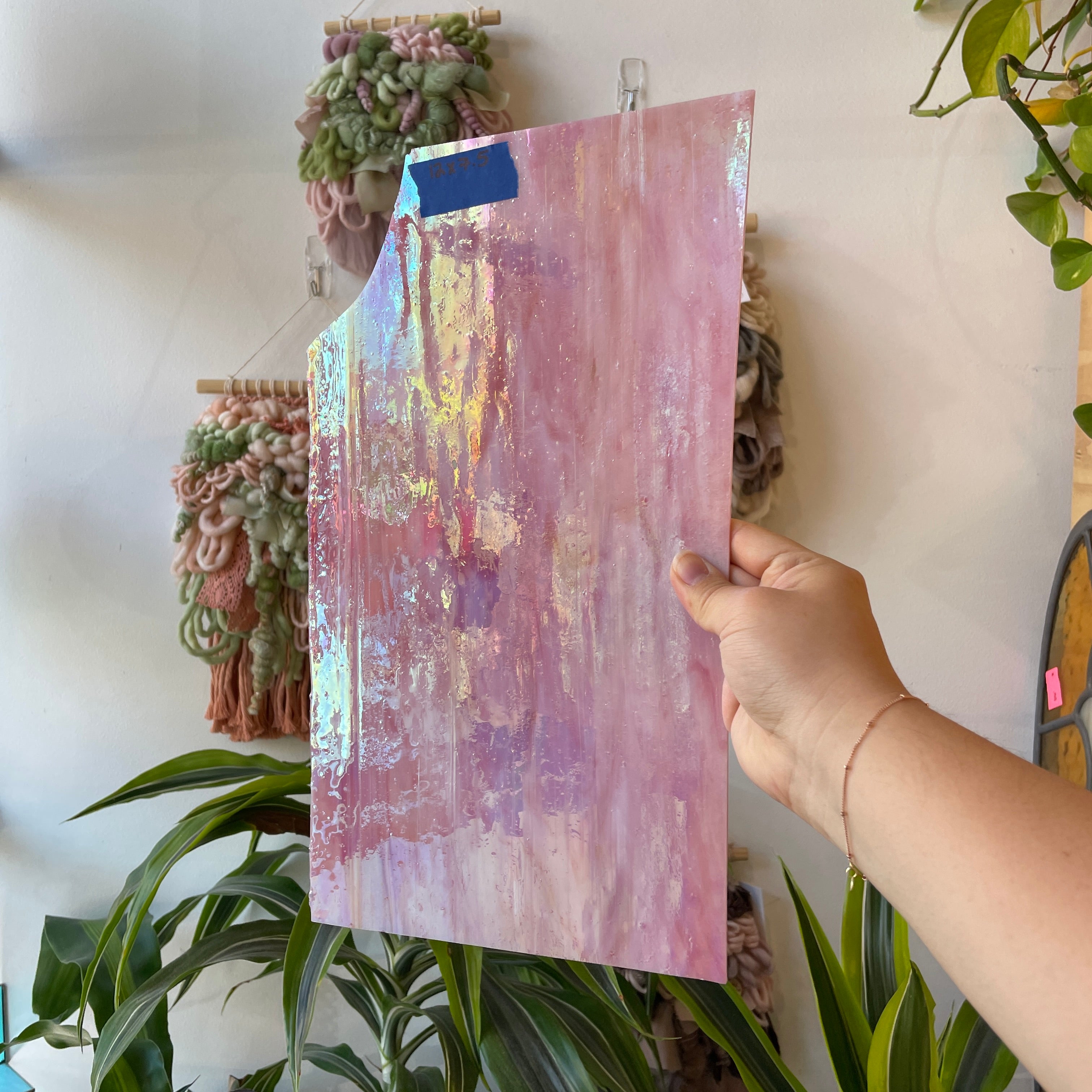 Pink Opaque Iridescent Choice Colorado Glassworks 12x7.5in