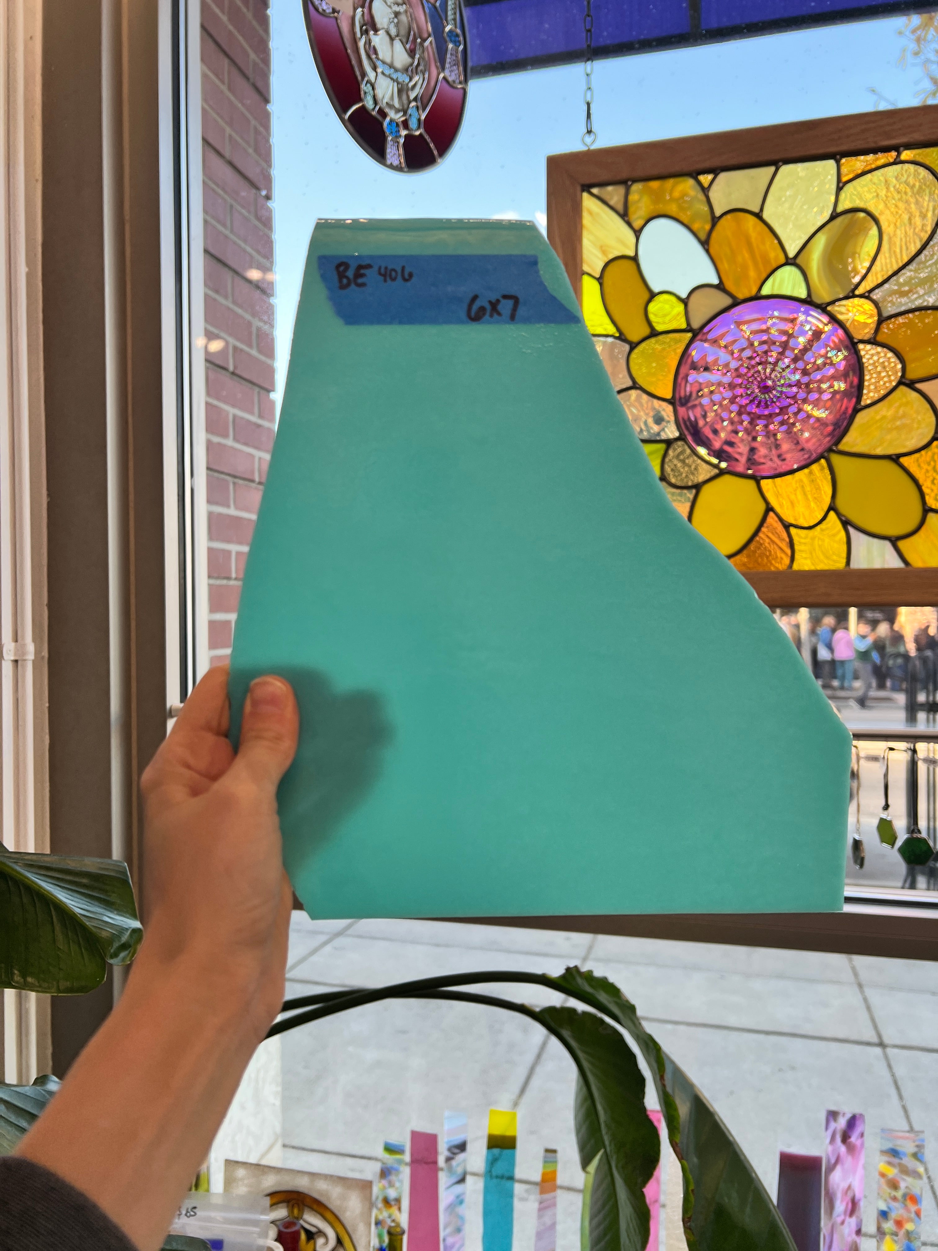 Turquoise Blue Opalescent Bullseye Double-rolled, 3 mm Fusible 90 COE Sheet Glass Colorado Glass Works