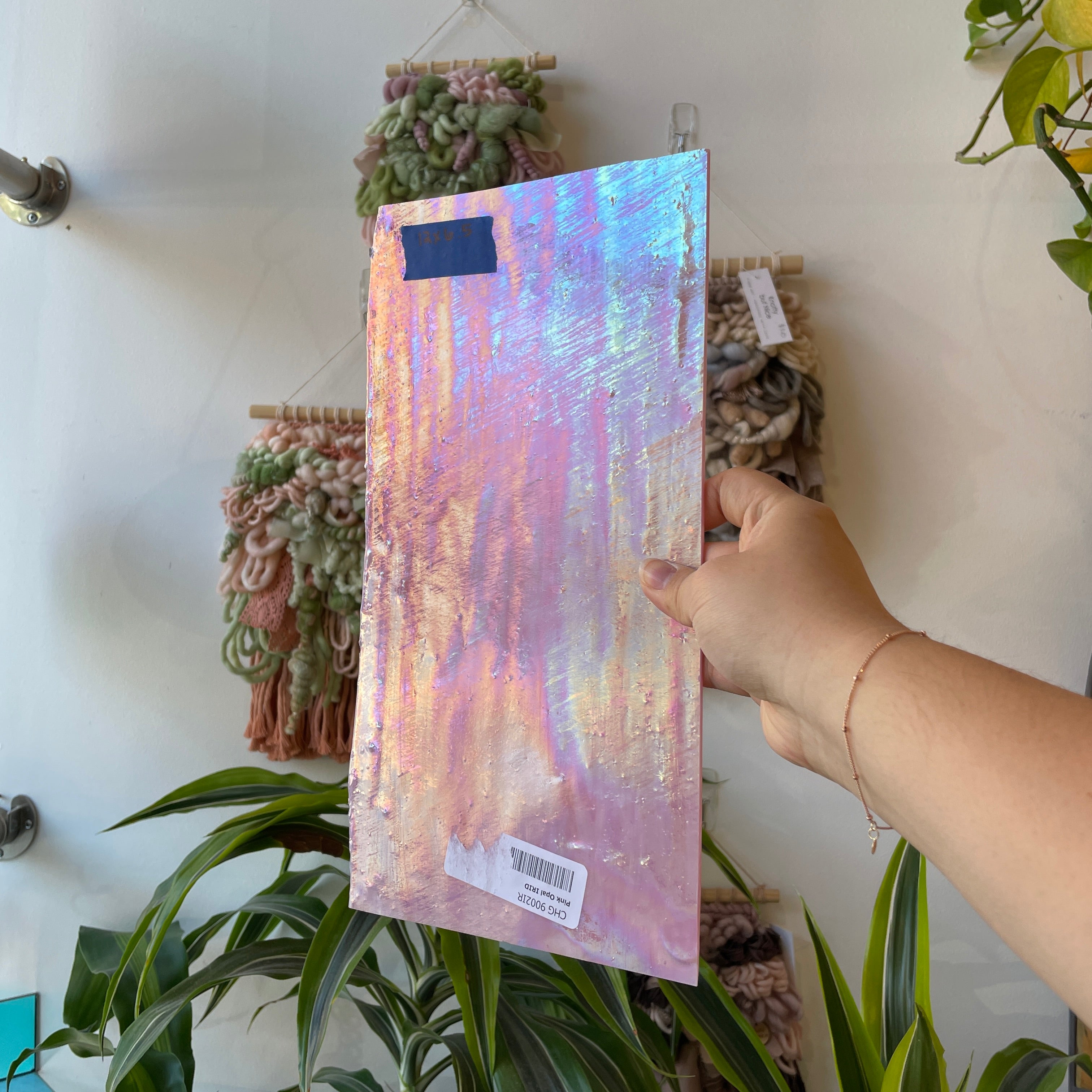 Pink Opaque Iridescent Choice Colorado Glassworks 12x6.5in