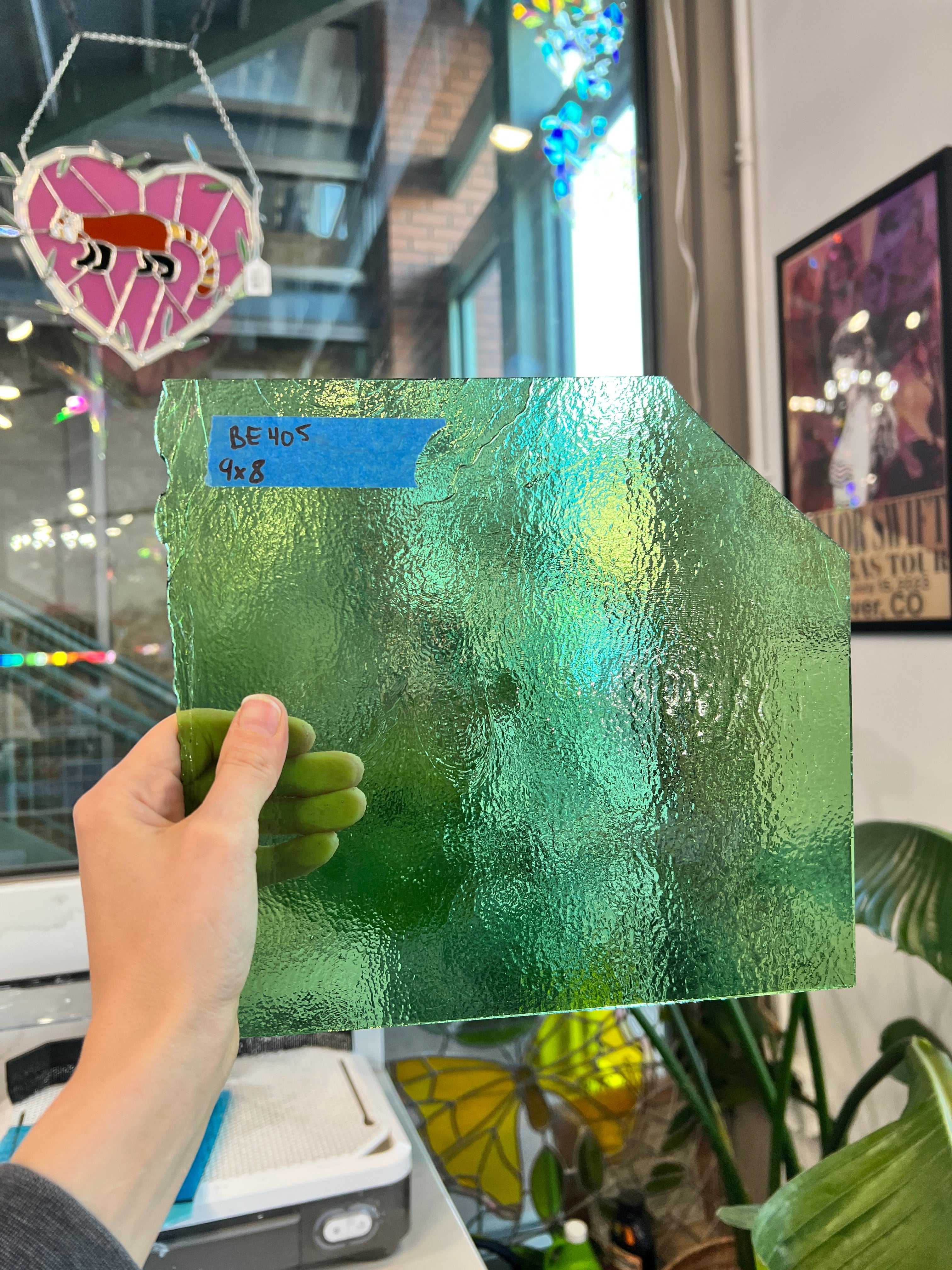 Pale Green Transparent Bullseye 90 COE Sheet Glass Colorado Glass Works BE405 (9x8in)