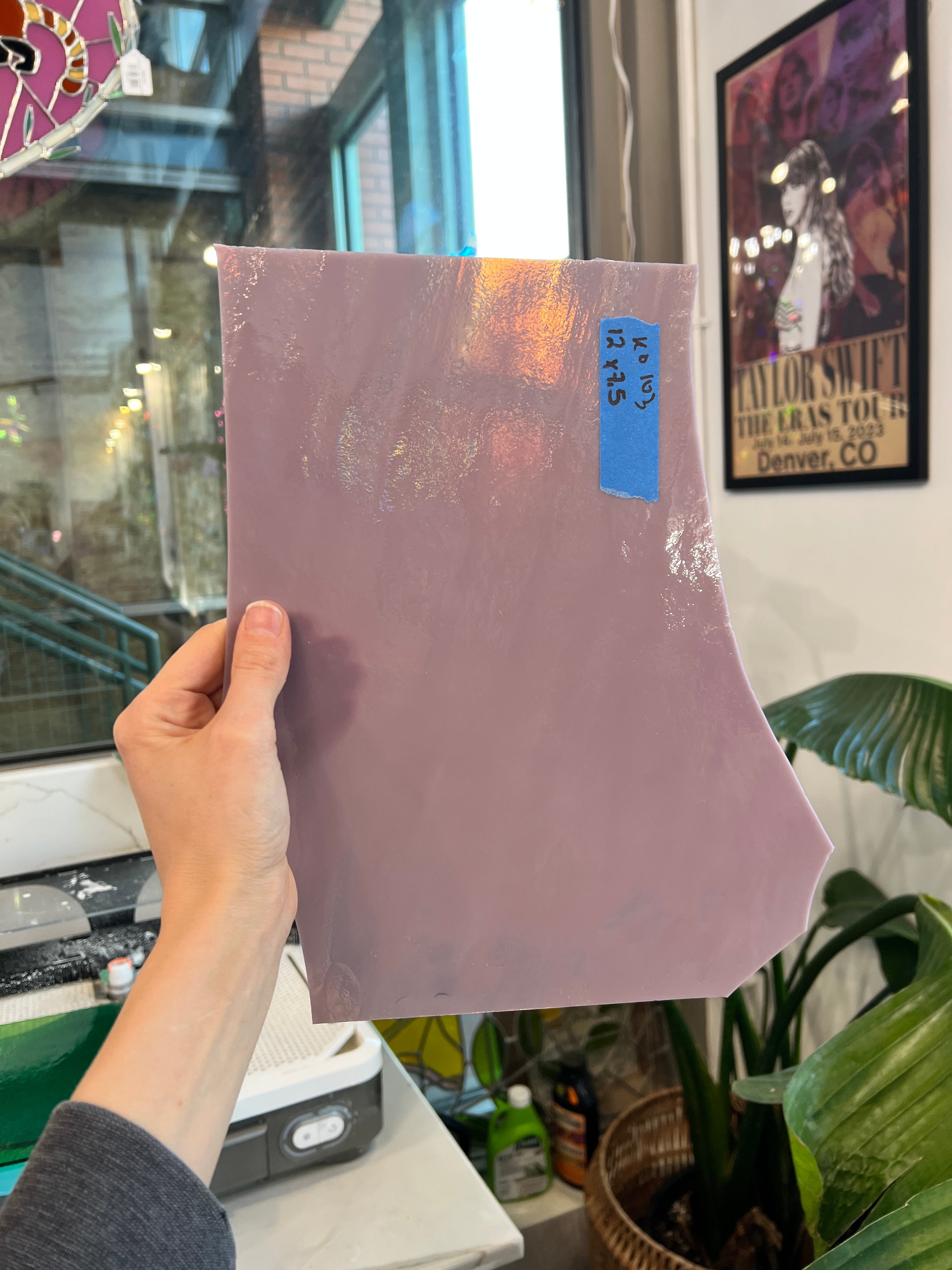 Vintage Mauve Textured Sheet Glass Colorado Glassworks