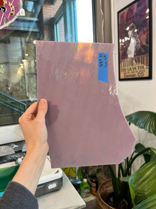 Vintage Mauve Textured Sheet Glass Colorado Glassworks