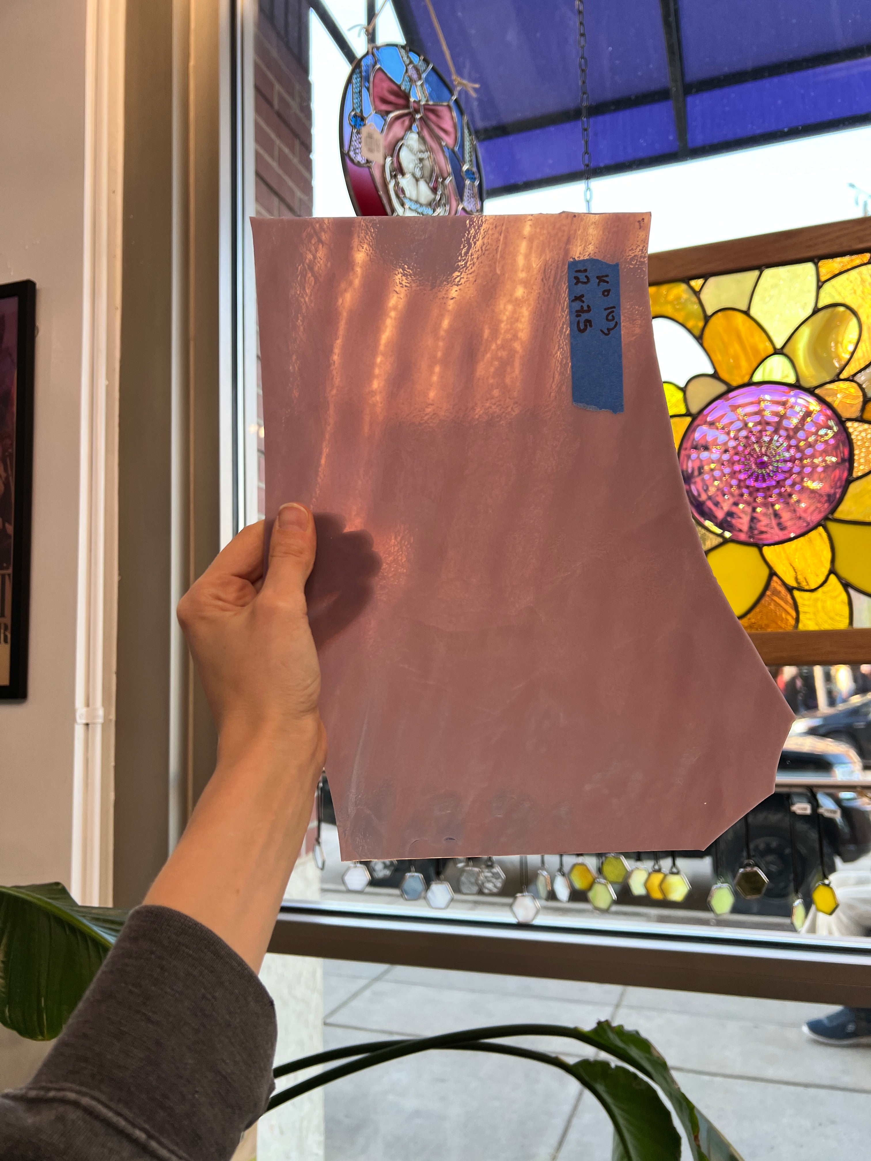 Vintage Mauve Textured Sheet Glass Colorado Glassworks