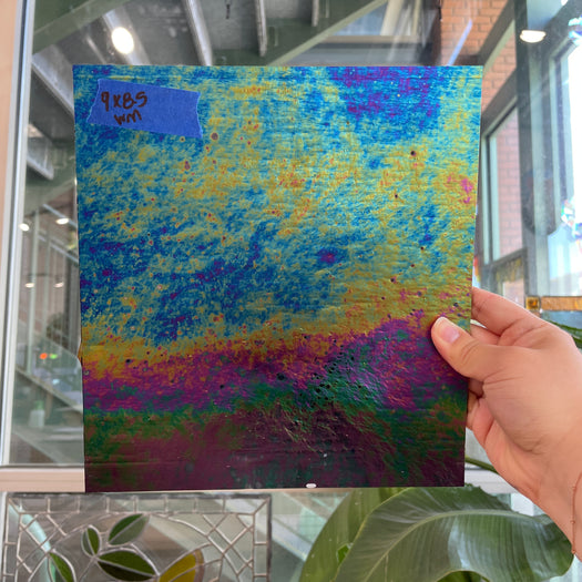 Black Iridescent Wissmach Fusible 96 COE Sheet Glass Colorado Glass Works 9x8.5in