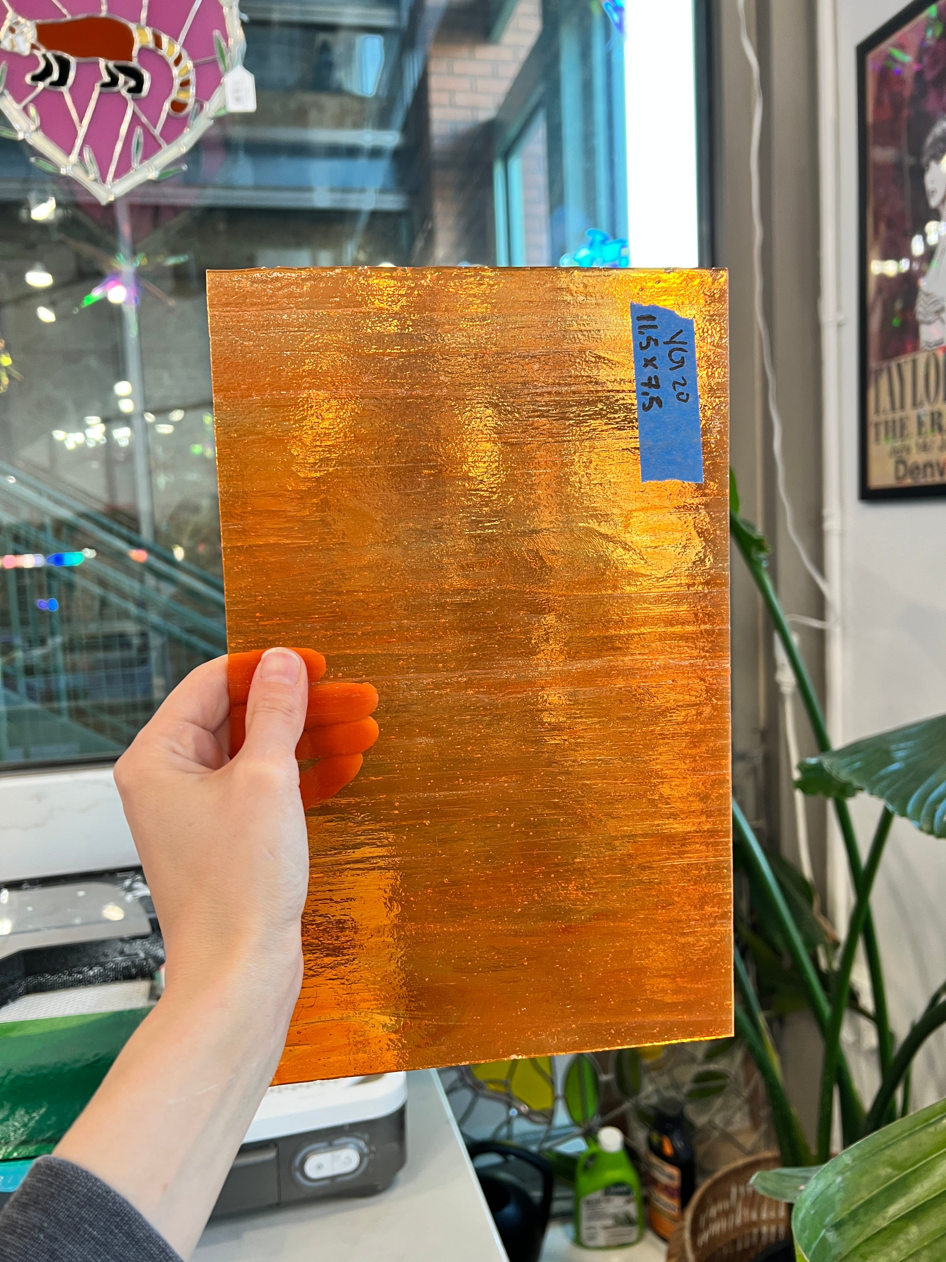 Orange Transparent Youghiogheny Sheet Glass Colorado Glassworks YG20 (11.5x7.5in)