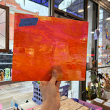 Neon Orange Iridescent Opaque Wissmach Fusible 96 COE (WI 96 42 LUM) Sheet Glass Colorado Glassworks