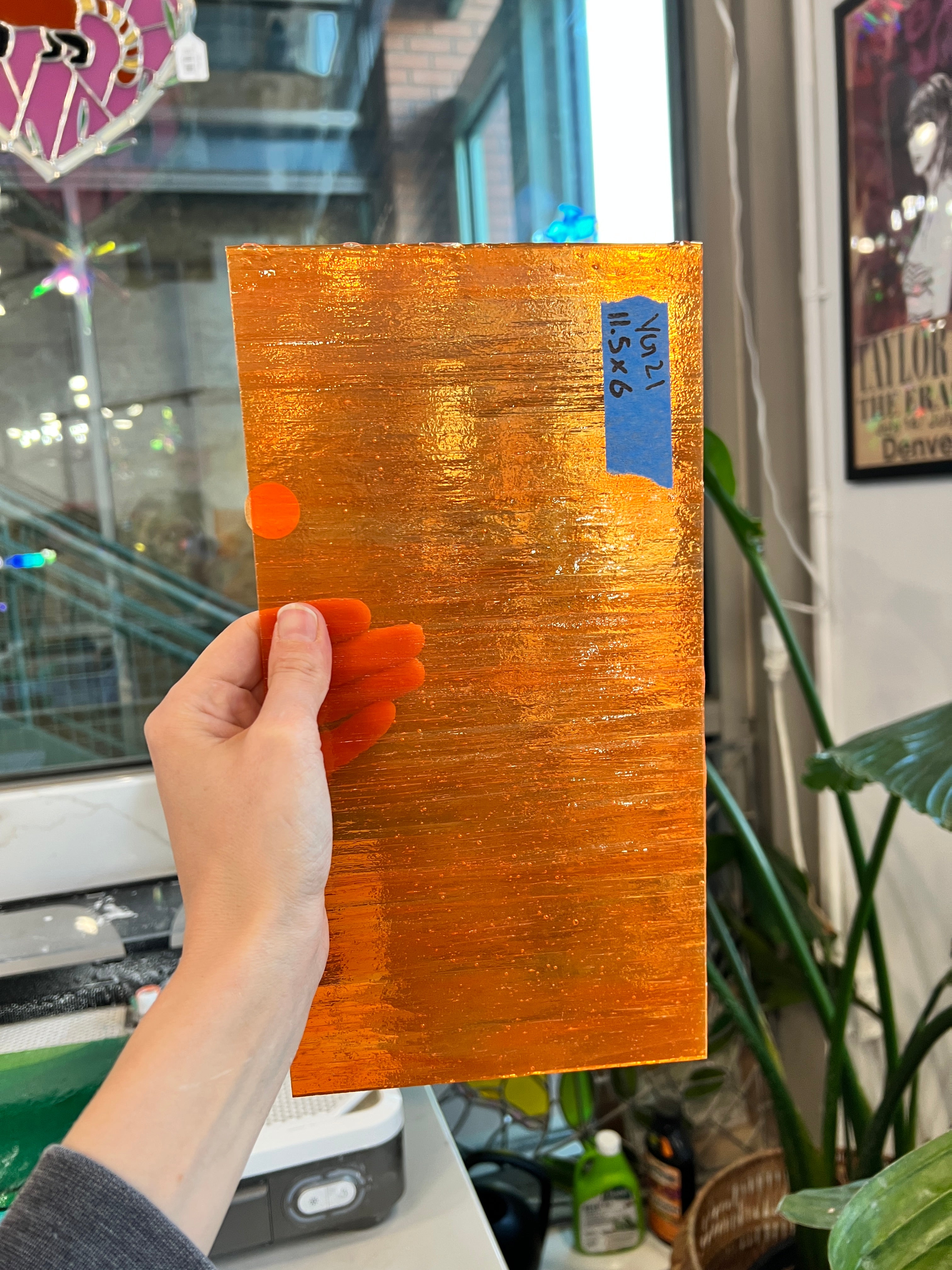 Orange Transparent Youghiogheny Sheet Glass Colorado Glassworks YG21 (11.5x6in)