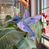 Starlight Lavender Stained Glass Hummingbird