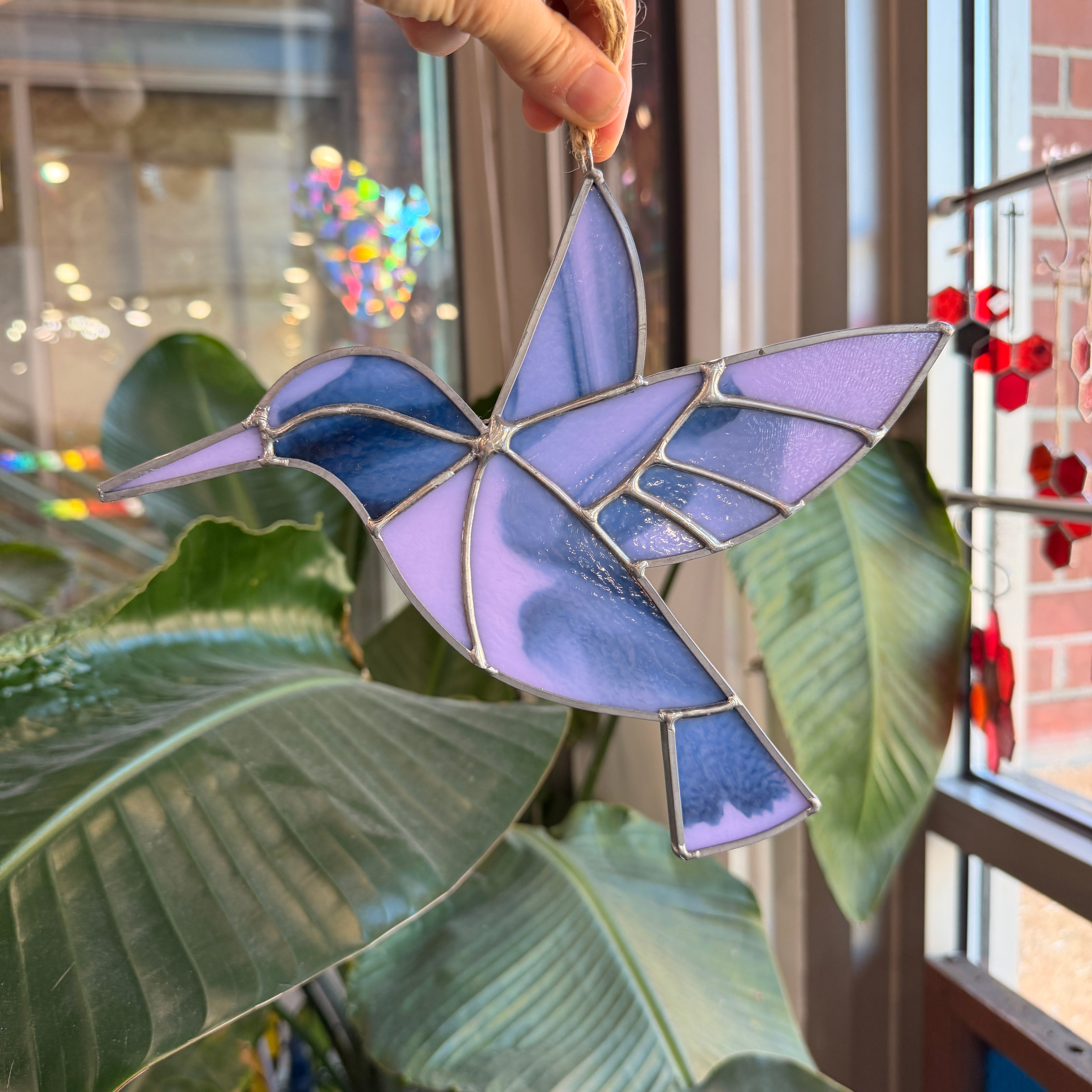 Starlight Lavender Stained Glass Hummingbird