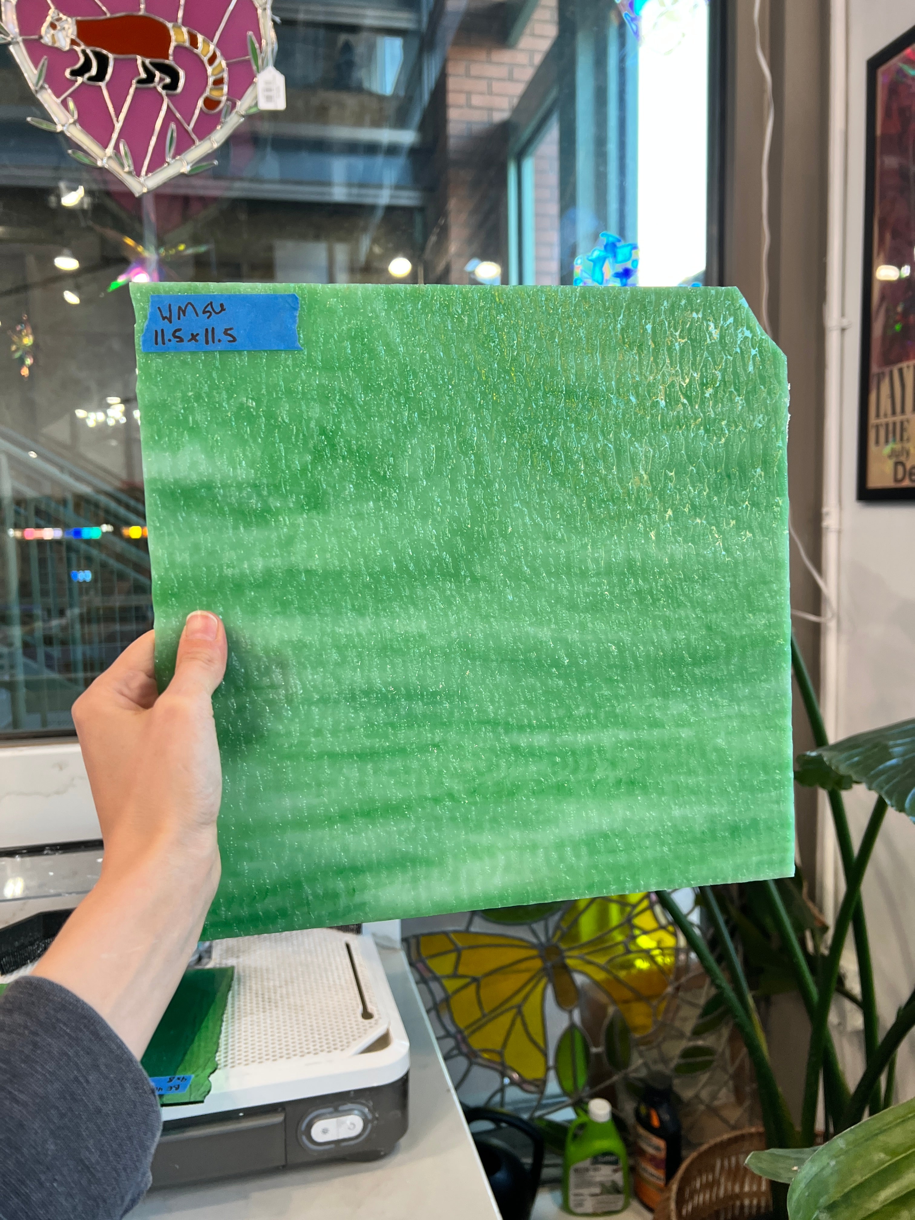 Green White Textured Wissmach Sheet Glass Colorado Glassworks