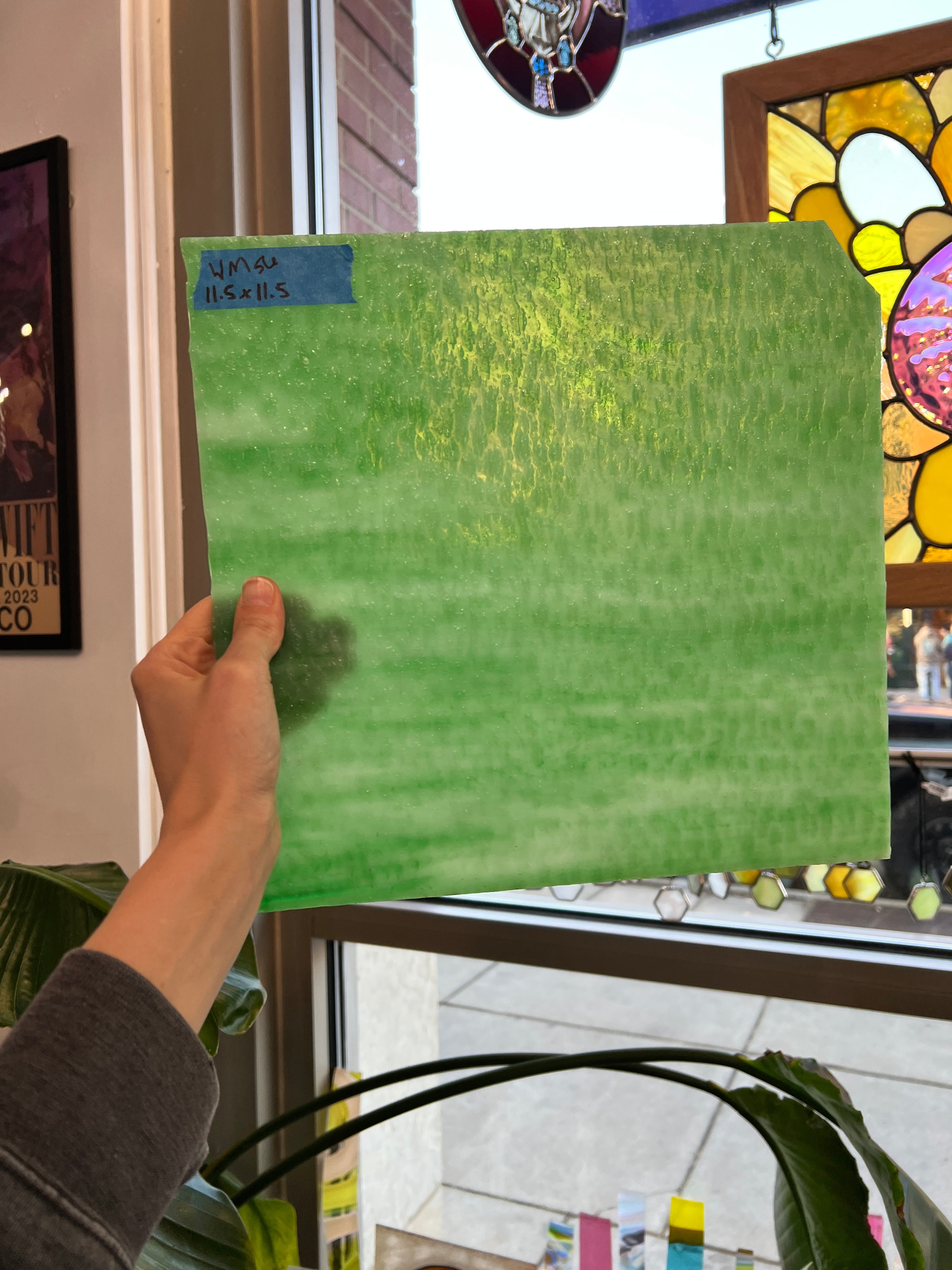 Green White Textured Wissmach Sheet Glass Colorado Glassworks