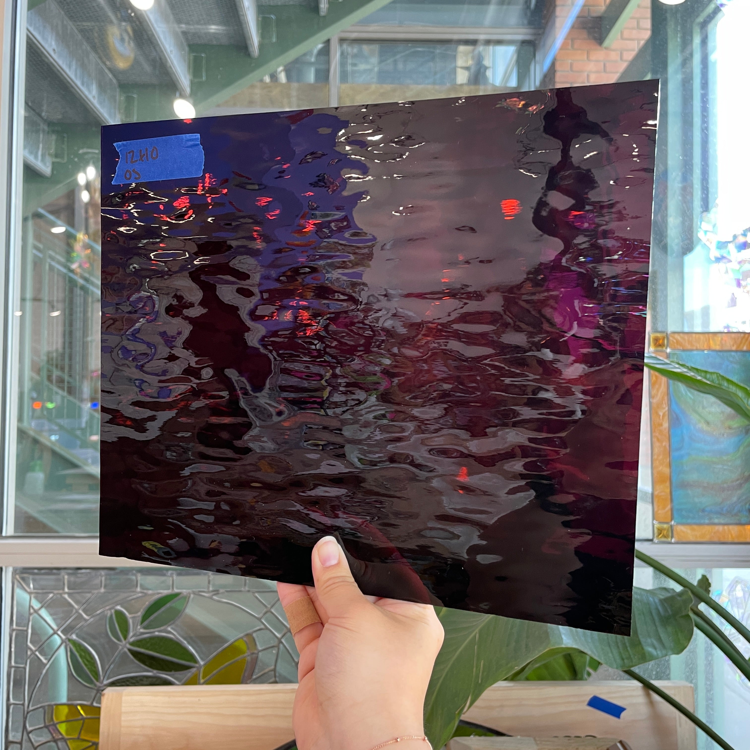 Merlot Waterglass Oceanside Fusible 96 COE Sheet Glass Colorado Glass Works 12x10in