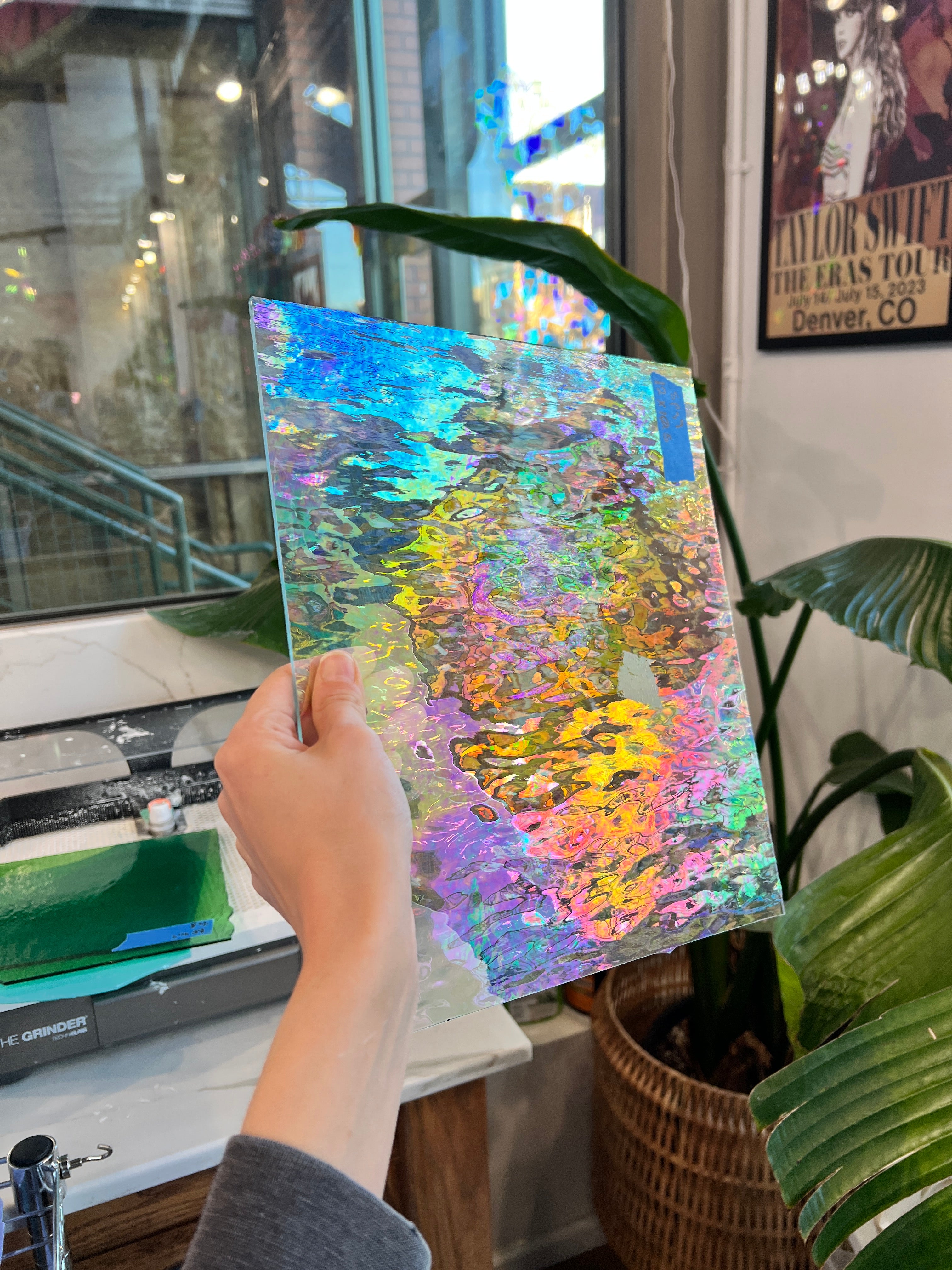 Vintage Iridescent Clear Spectrum Waterglass Sheet Glass Colorado Glass Works