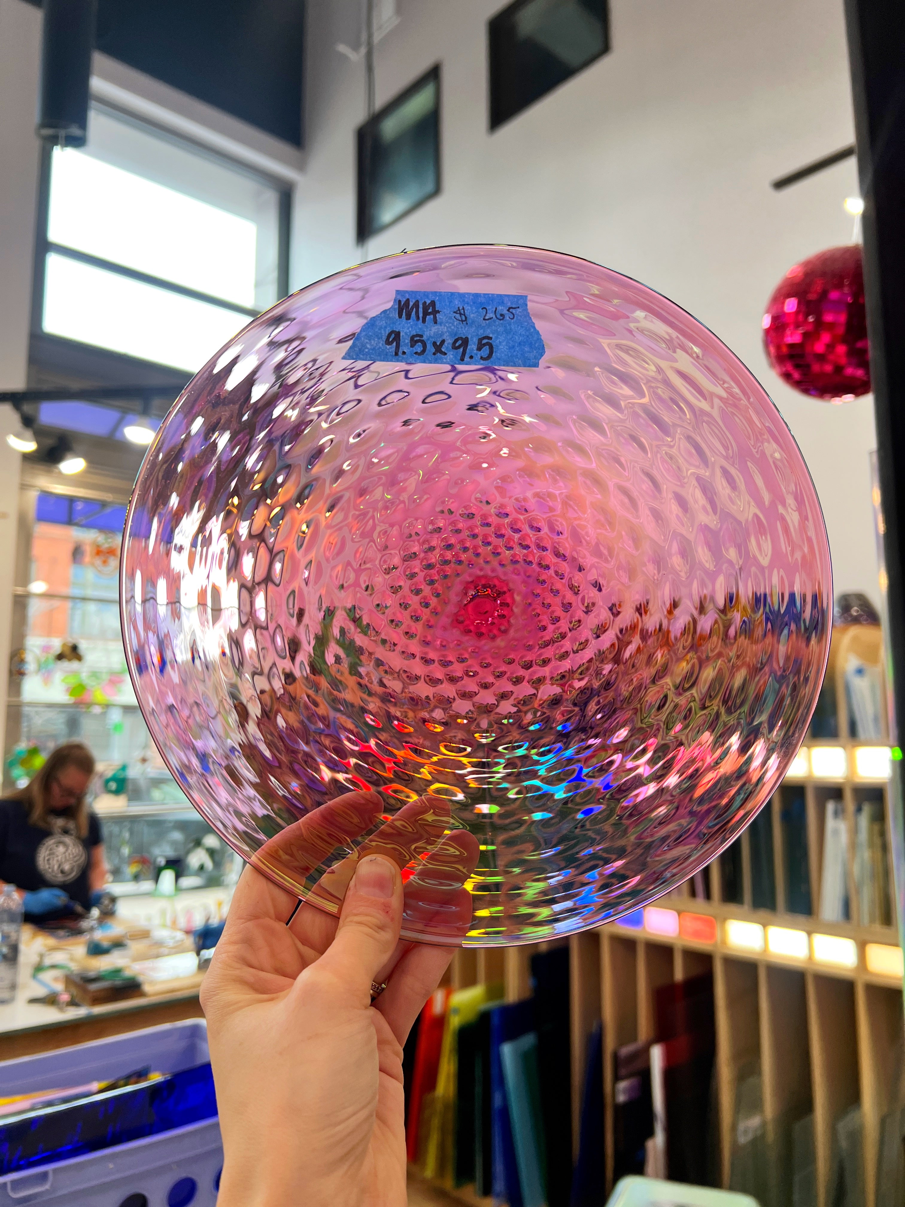 Pink Optic Rondel COGW by Monarch Glass Sheet Glass Colorado Glass Works