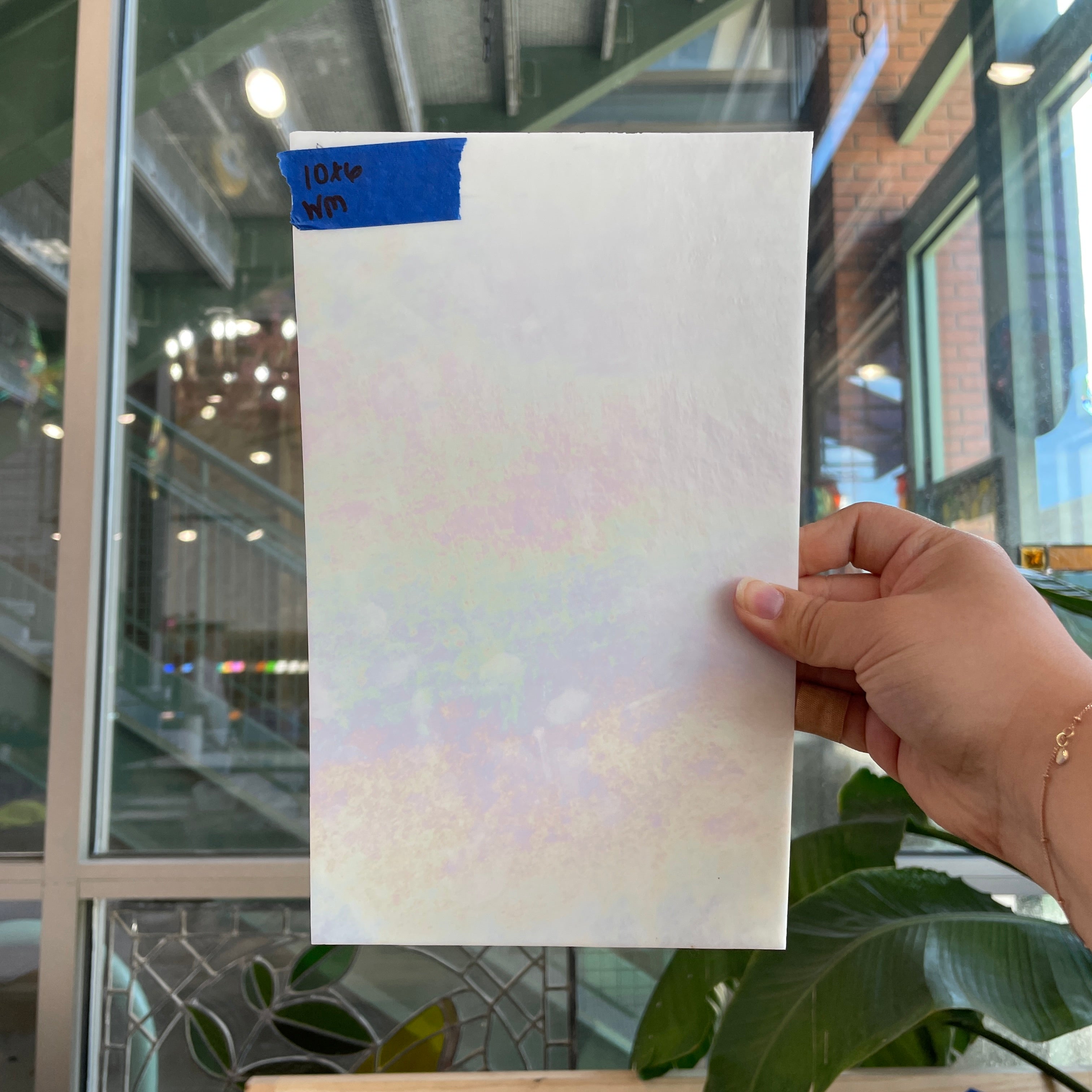 White Opaque Iridescent Wissmach (96 03 LUM) Sheet Glass Unknown WM-WHITE-I-3 (12x6in)