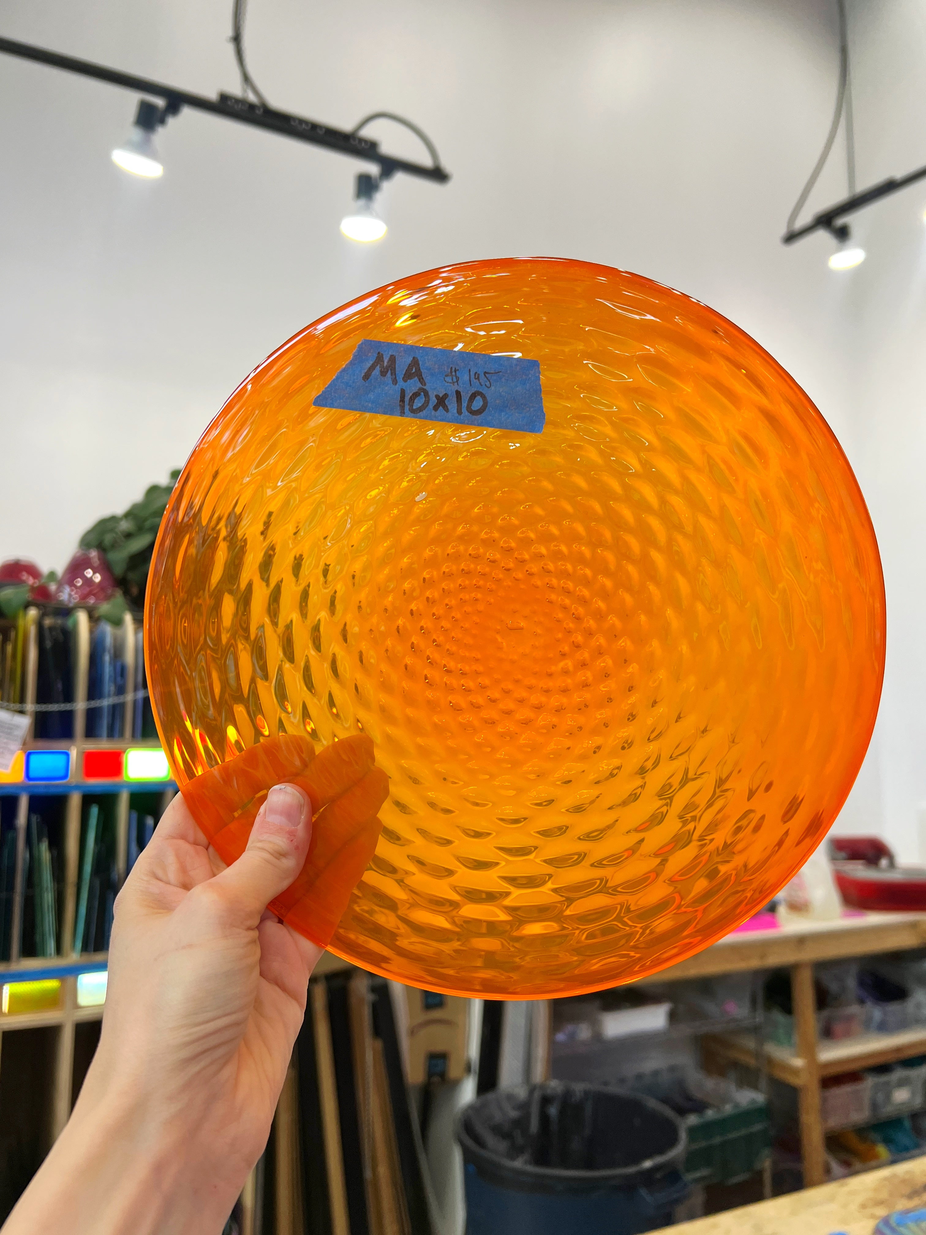 Orange Transparent Optic Rondel COGW by Monarch Glass Sheet Glass Colorado Glass Works