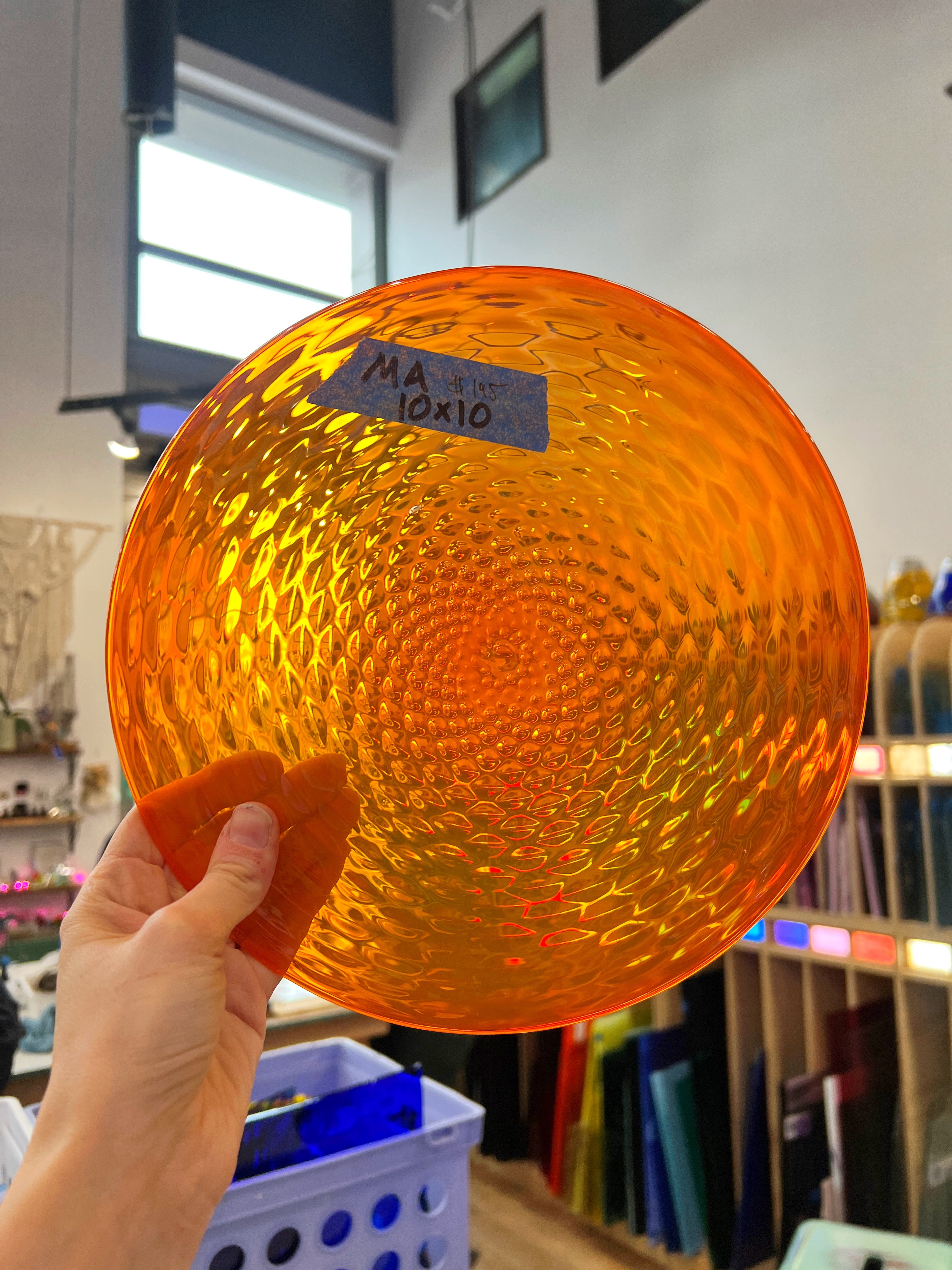 Orange Transparent Optic Rondel COGW by Monarch Glass Sheet Glass Colorado Glass Works