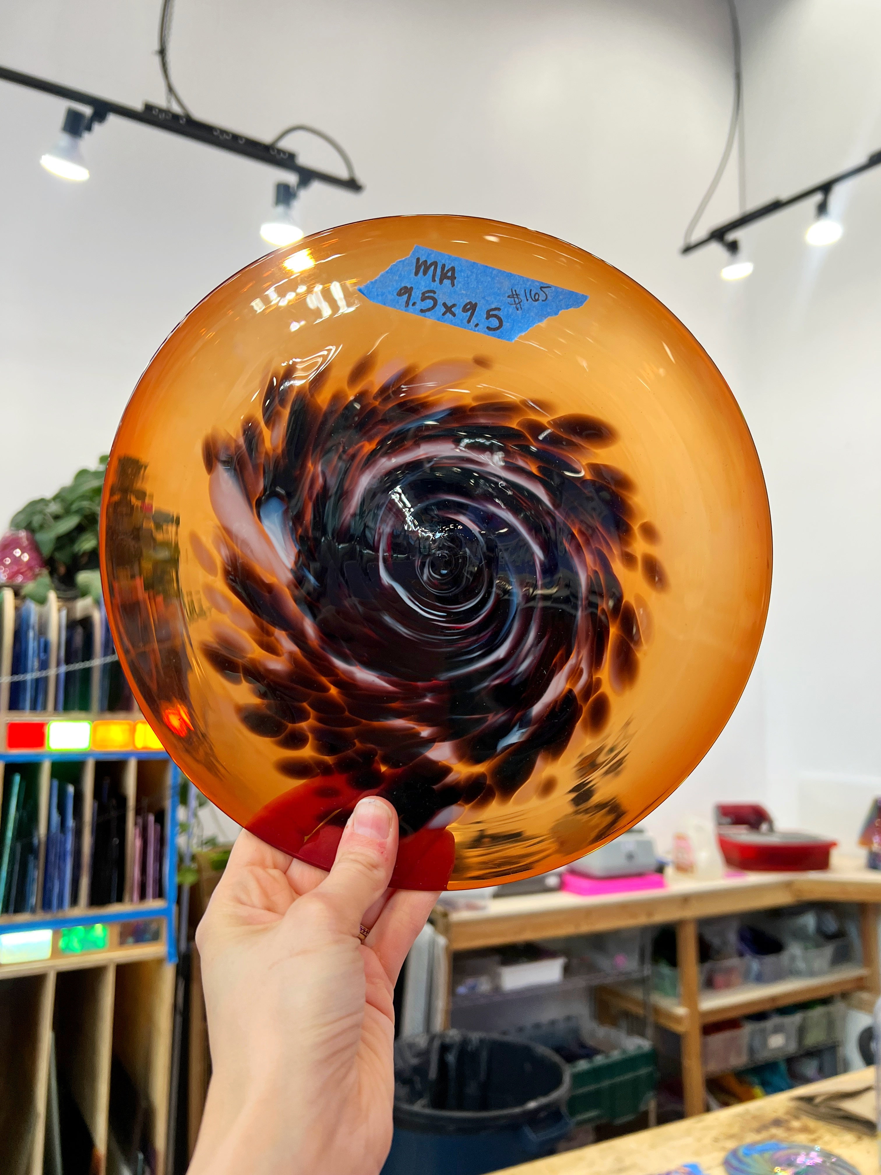 Orange Black Blended Rondel COGW by Monarch Glass Sheet Glass Colorado Glass Works