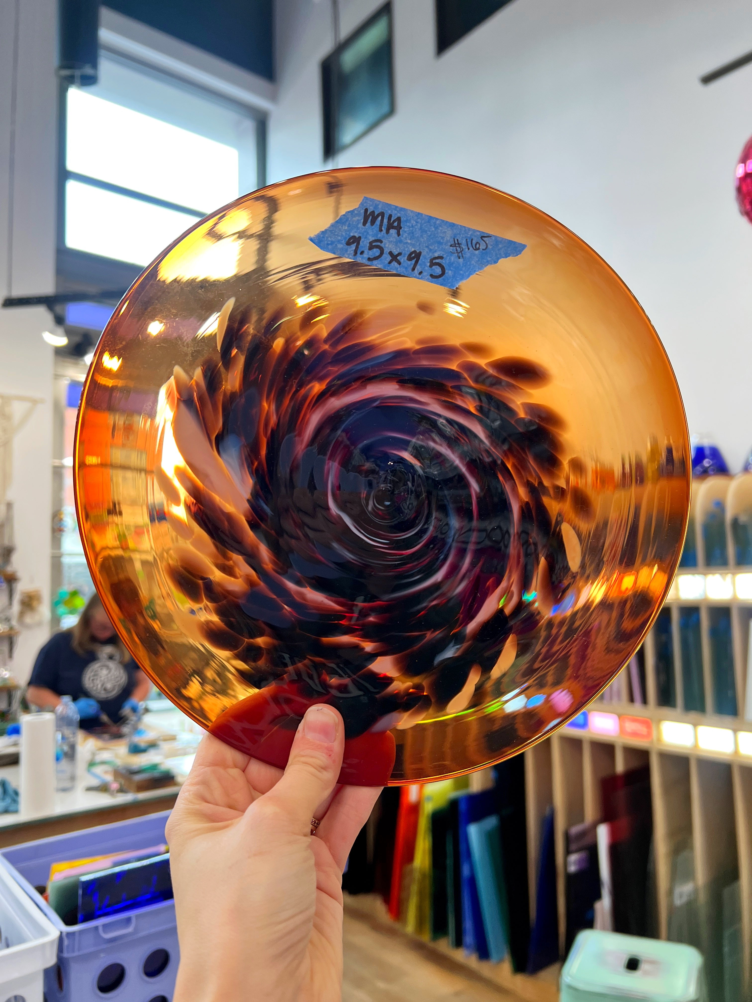 Orange Black Blended Rondel COGW by Monarch Glass Sheet Glass Colorado Glass Works